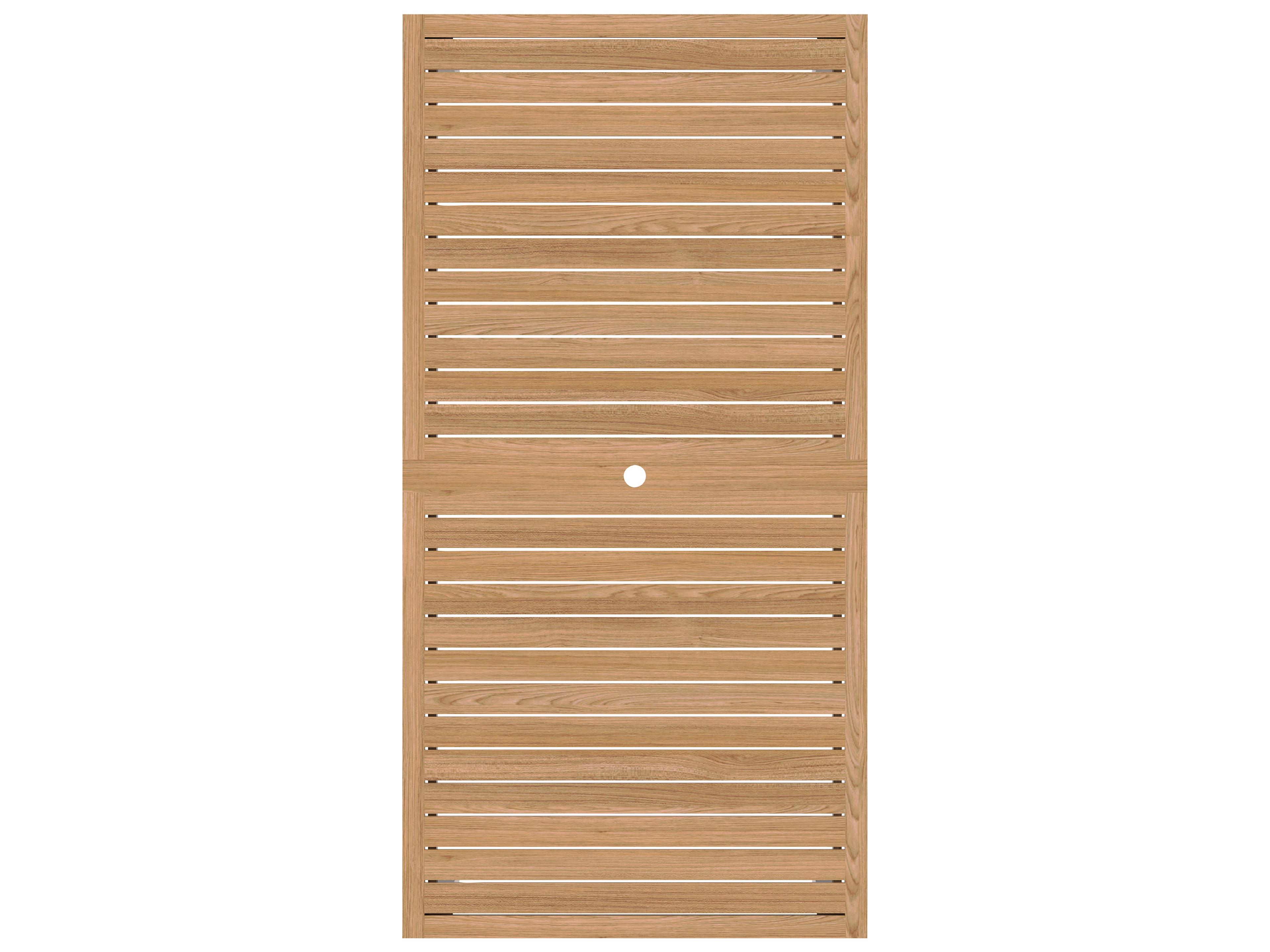 Lane Venture La Jolla Teak Natural Rectangular Outdoor Patio Dining Table with Umbrella Hole