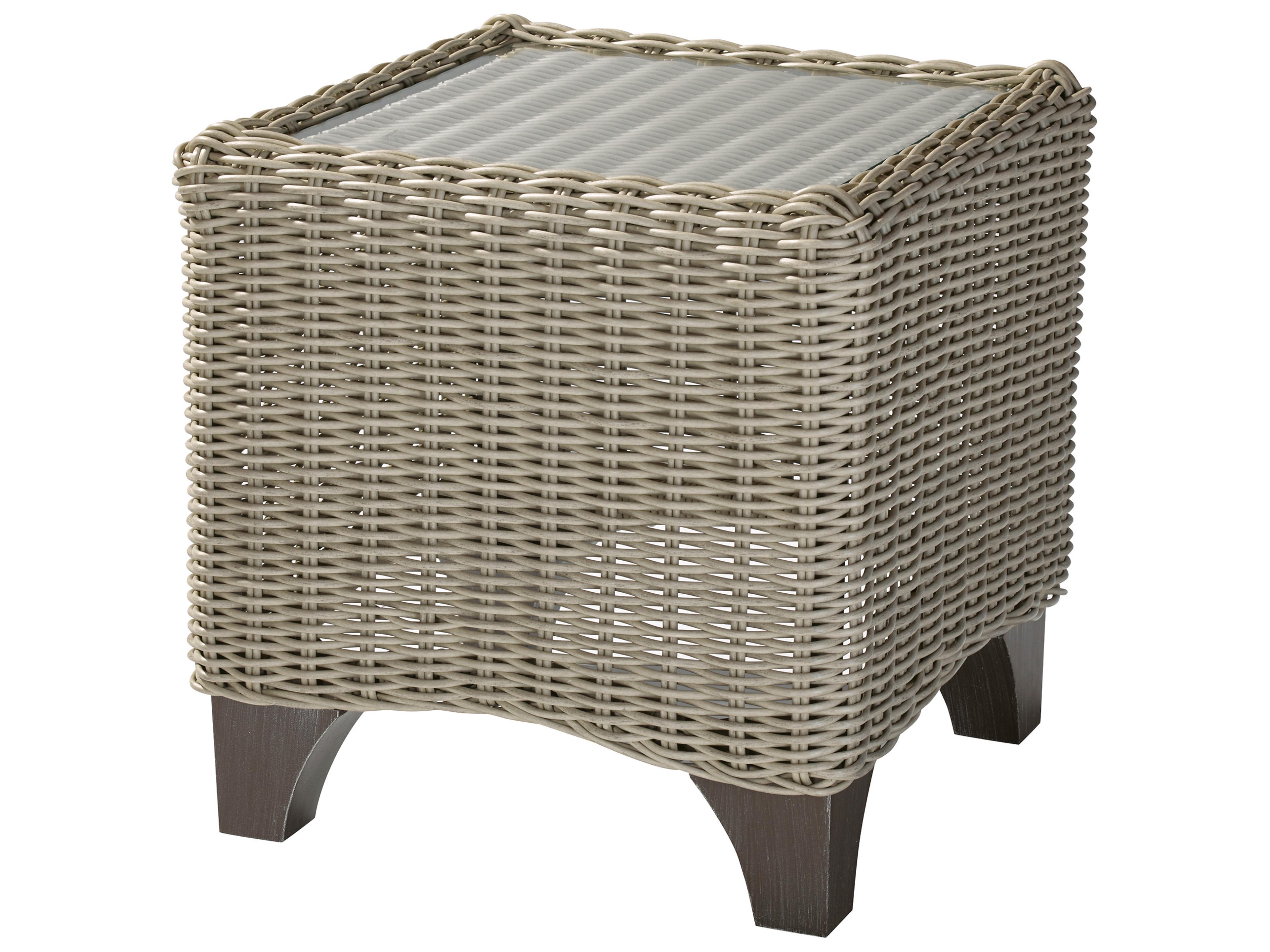 Requisite Square Accent Table Woven Outdoor Side Table