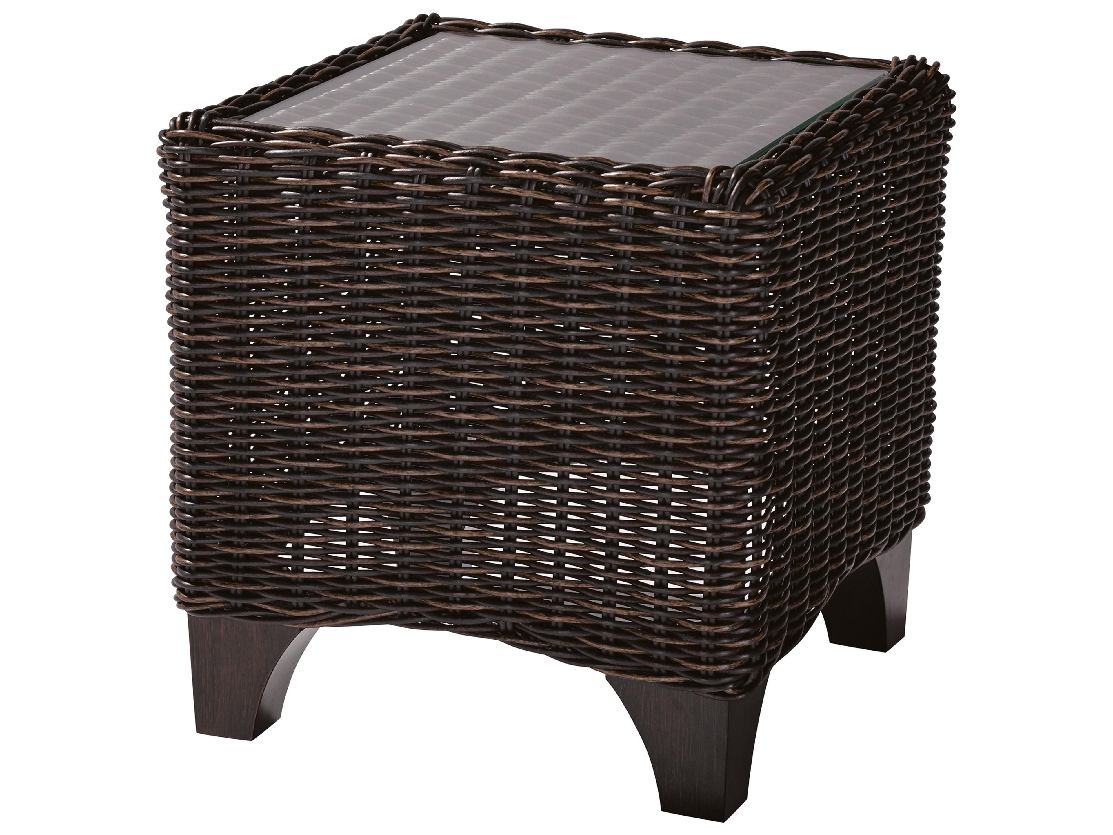 Lane Venture Requisite Wicker Square Glass Top Accent Table