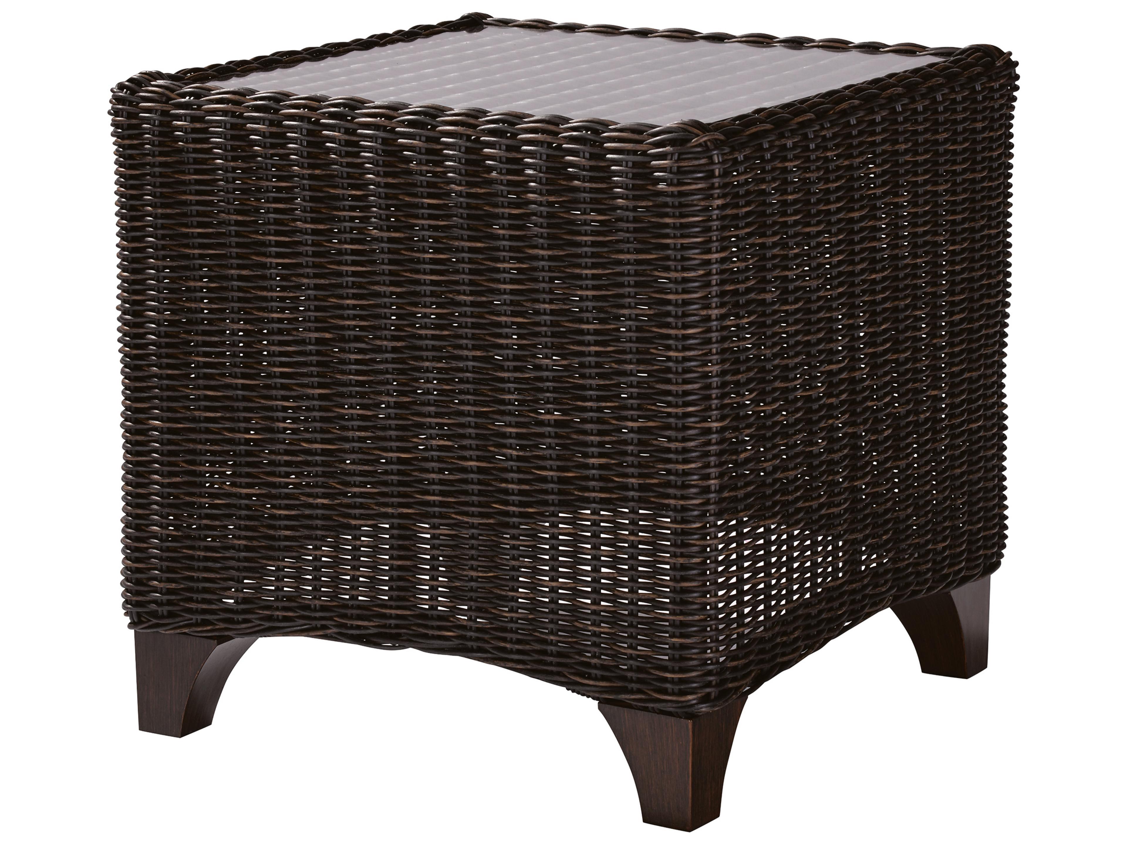 Lane Venture Requisite Wicker Square Glass Top Patio End Table