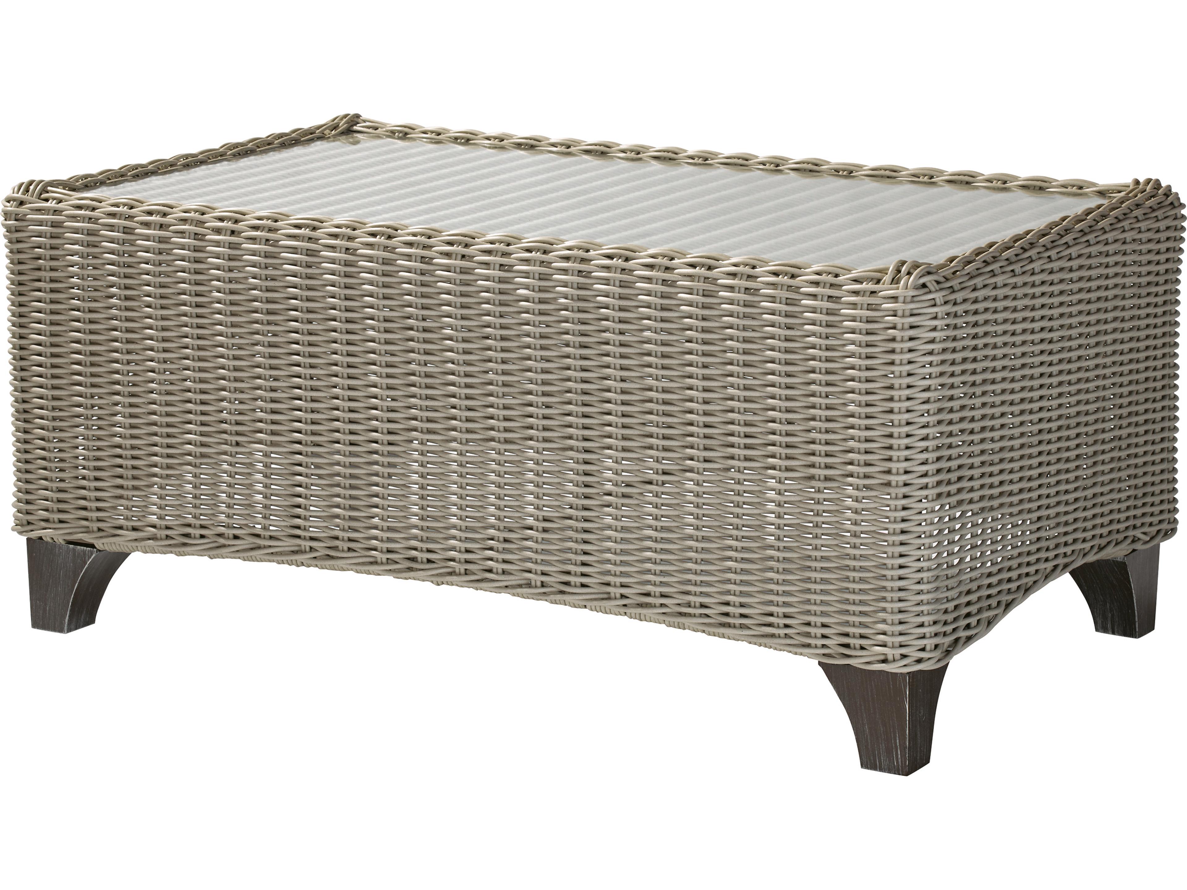 Requisite Wicker Rectangular Glass Top Outdoor Coffee Table
