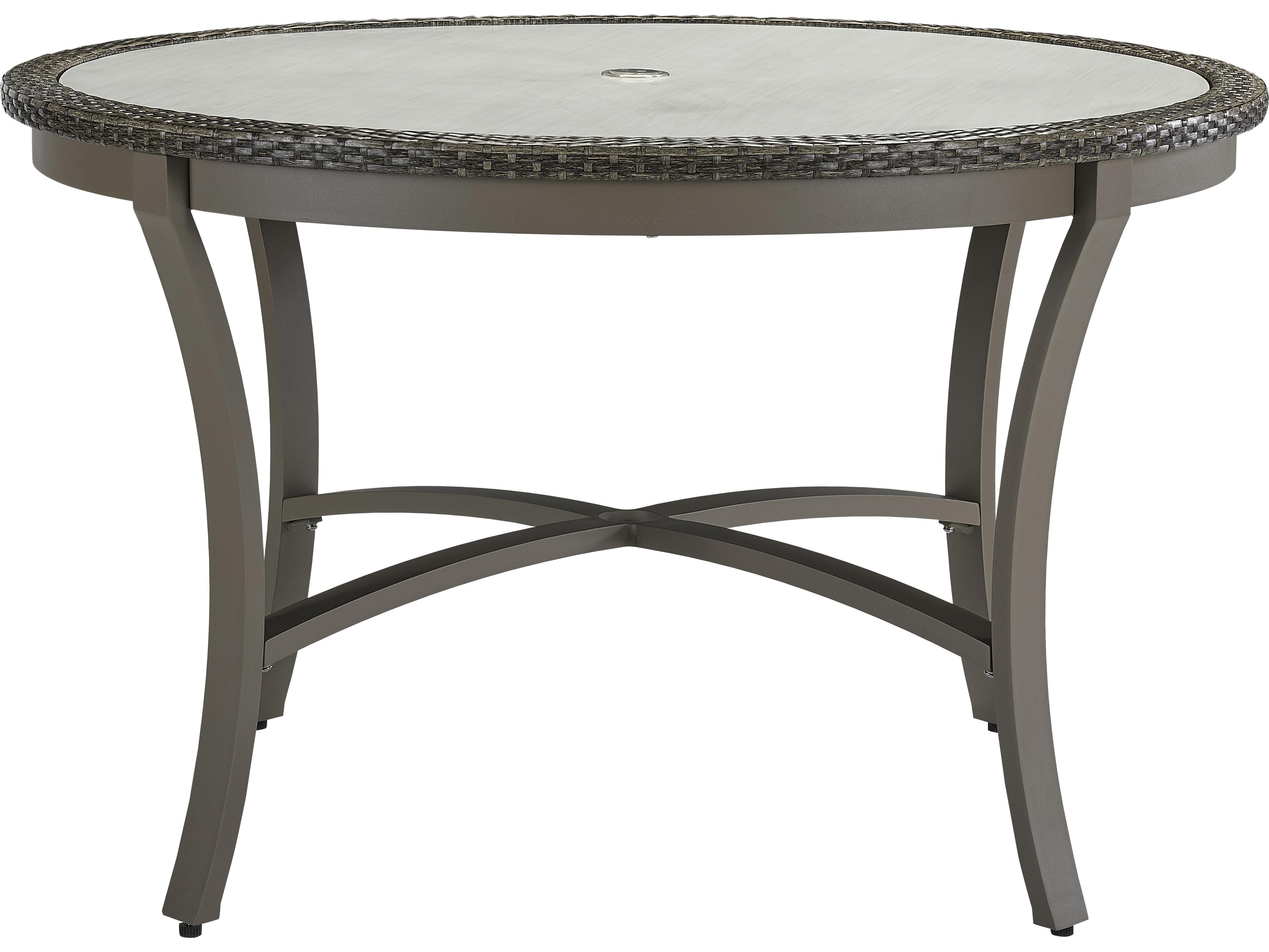 Oasis Ash Wicker Round Outdoor Patio Dining Table with Umbrella Hole