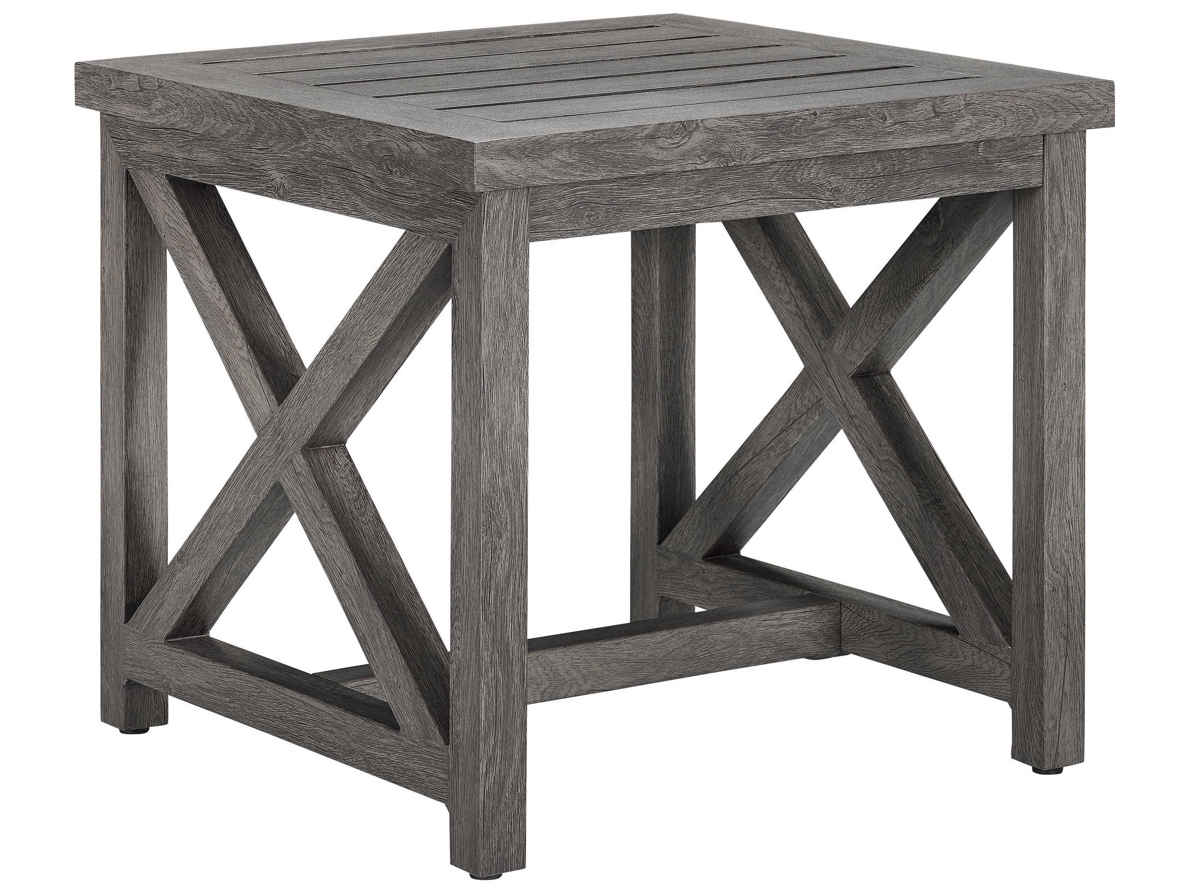 Lane Venture Mystic Harbor French Grey Wood Grain Aluminum Square Patio End Table