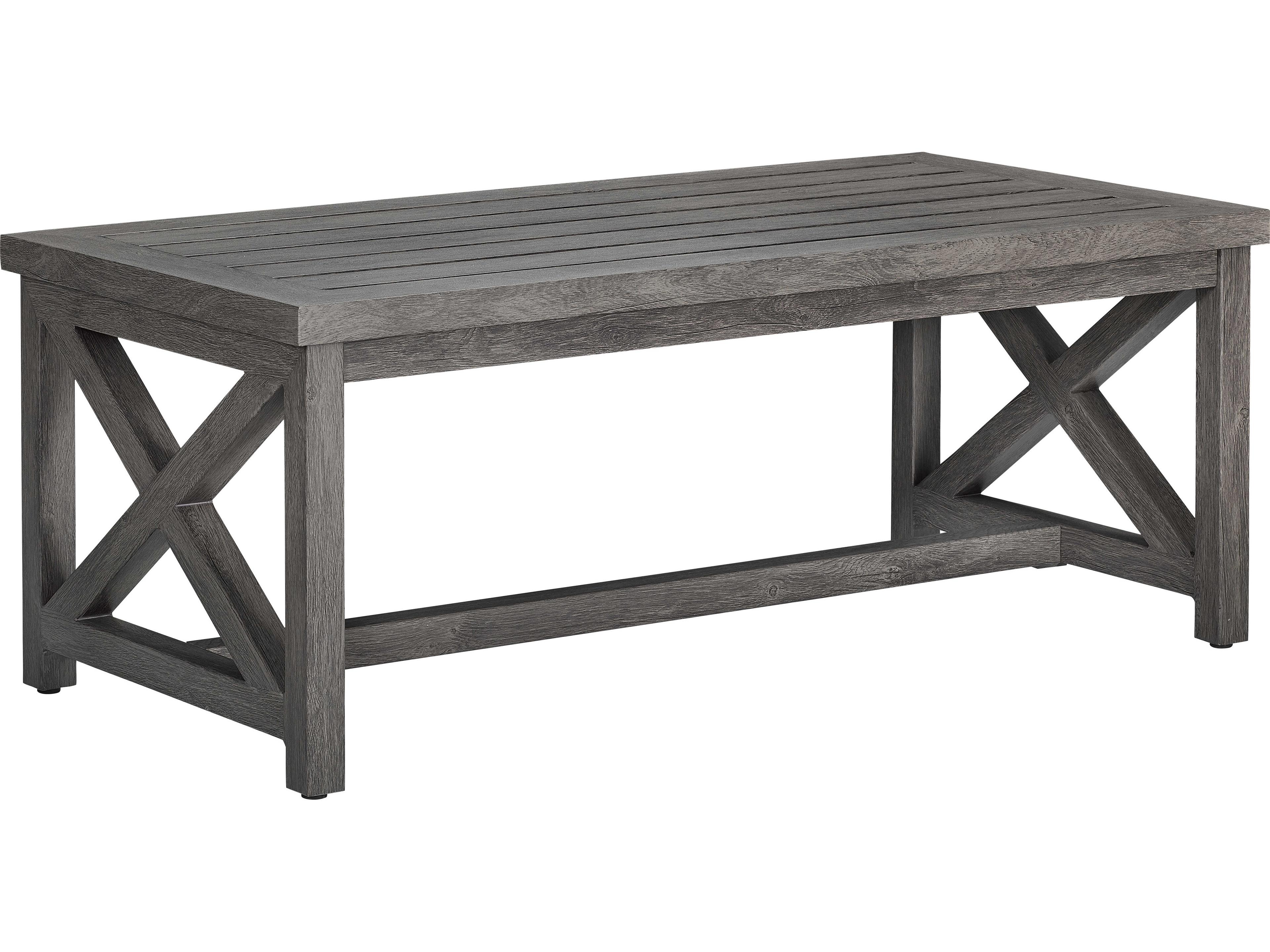 Lane Venture Mystic Harbor French Grey Wood Grain Aluminum Rectangular Patio Coffee Table