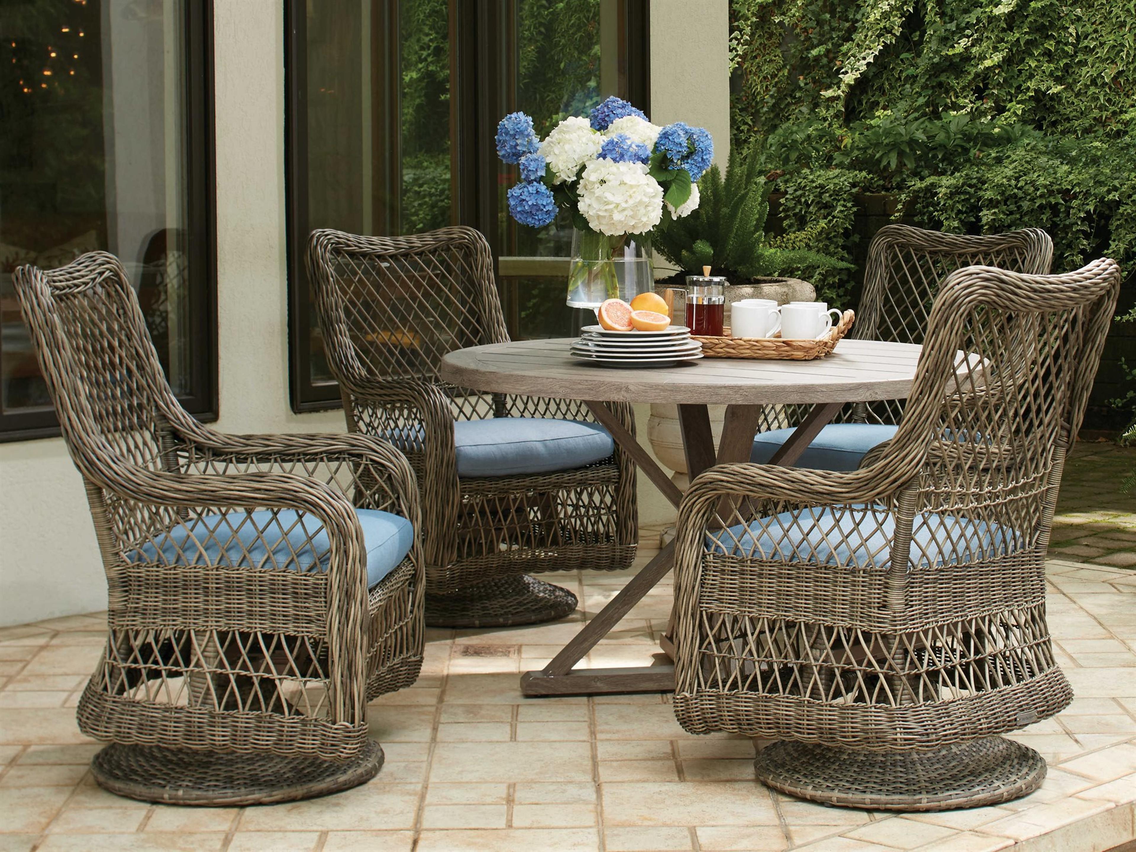 Mystic Harbor French Grey Wicker Outdoor Patio Dining Set