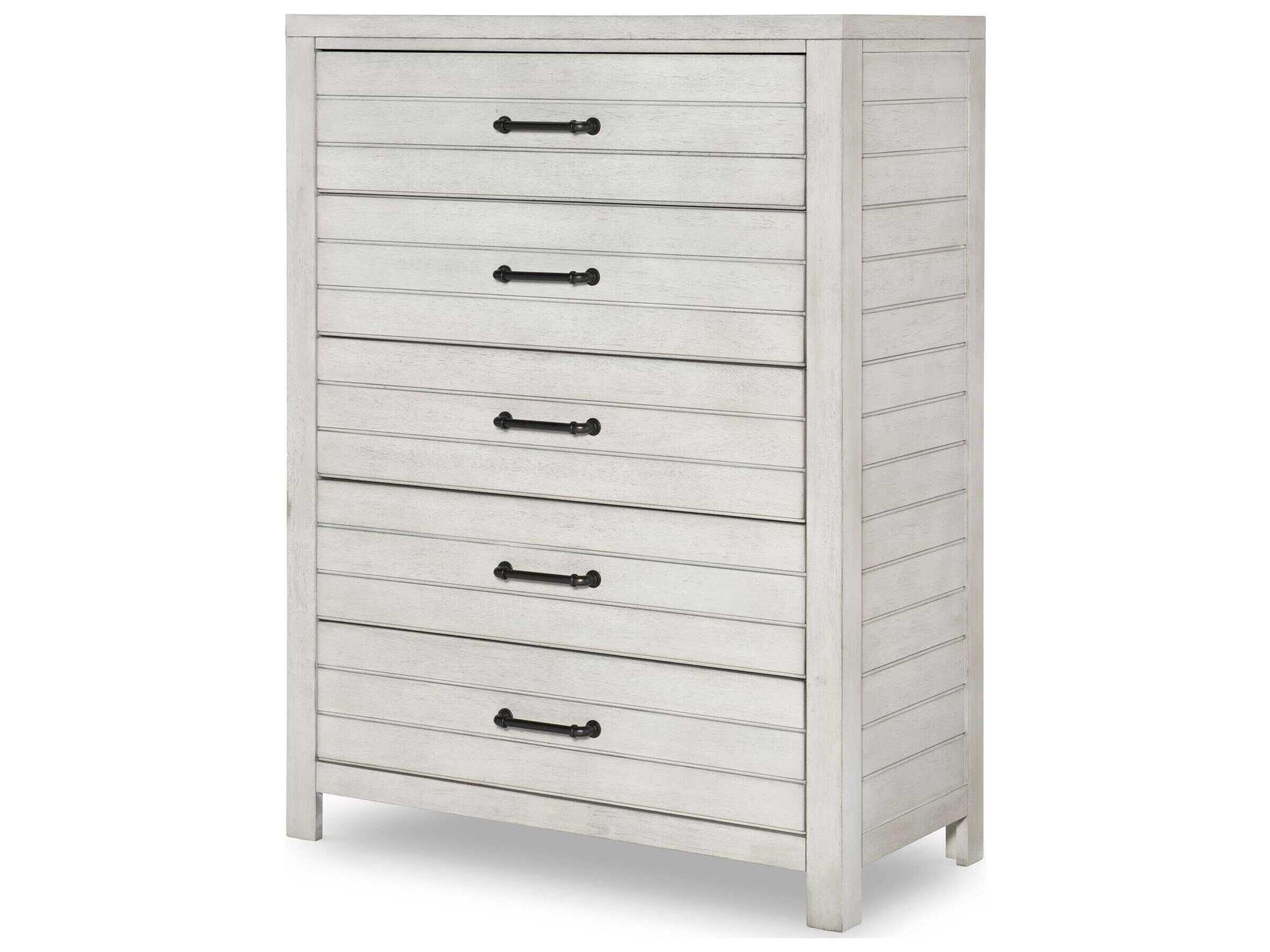 Summer Camp 5-Drawer Chest in Stone Path White
