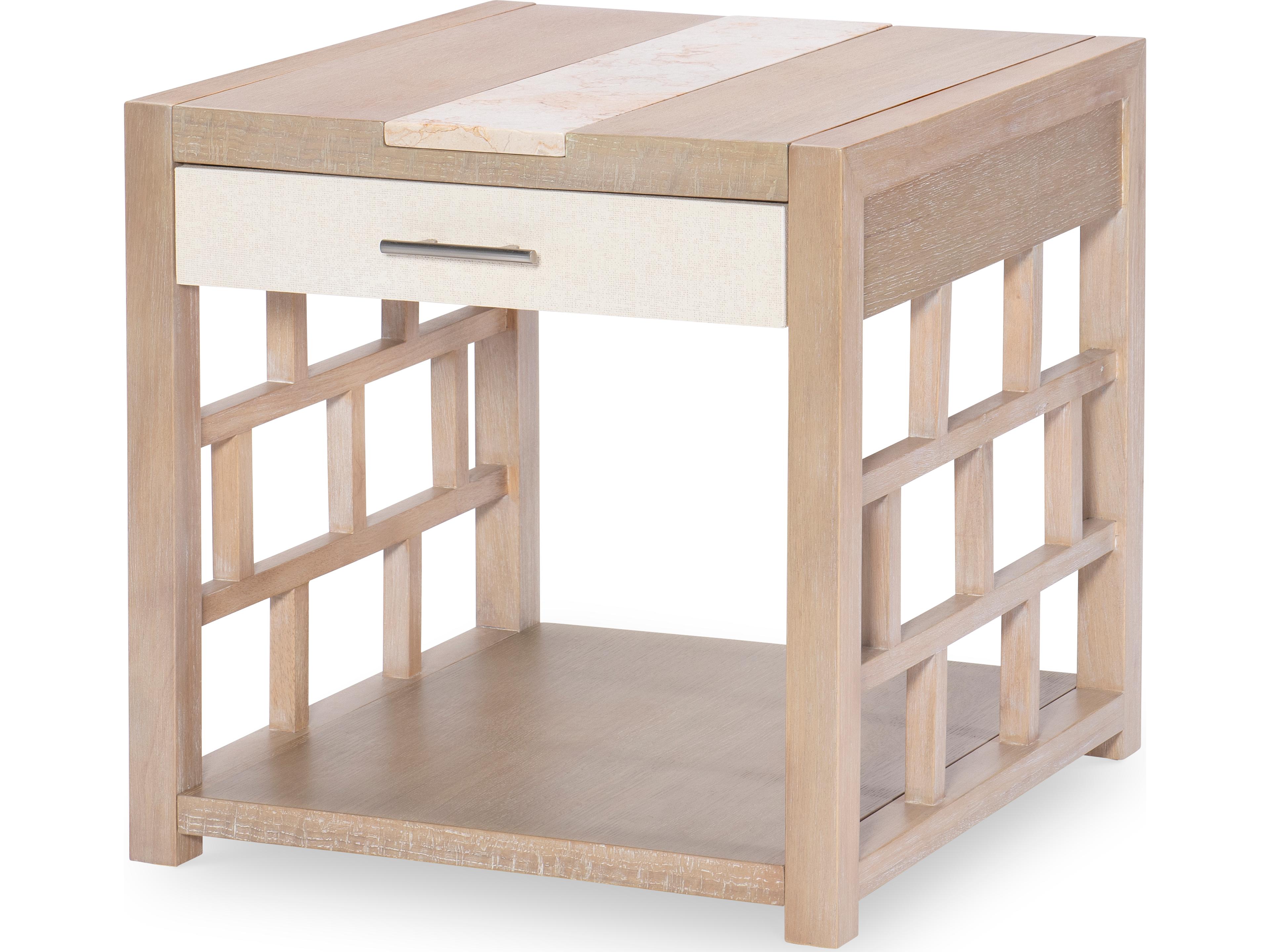 Biscayne Square Marble Malabar W alabaster Fronts End Table