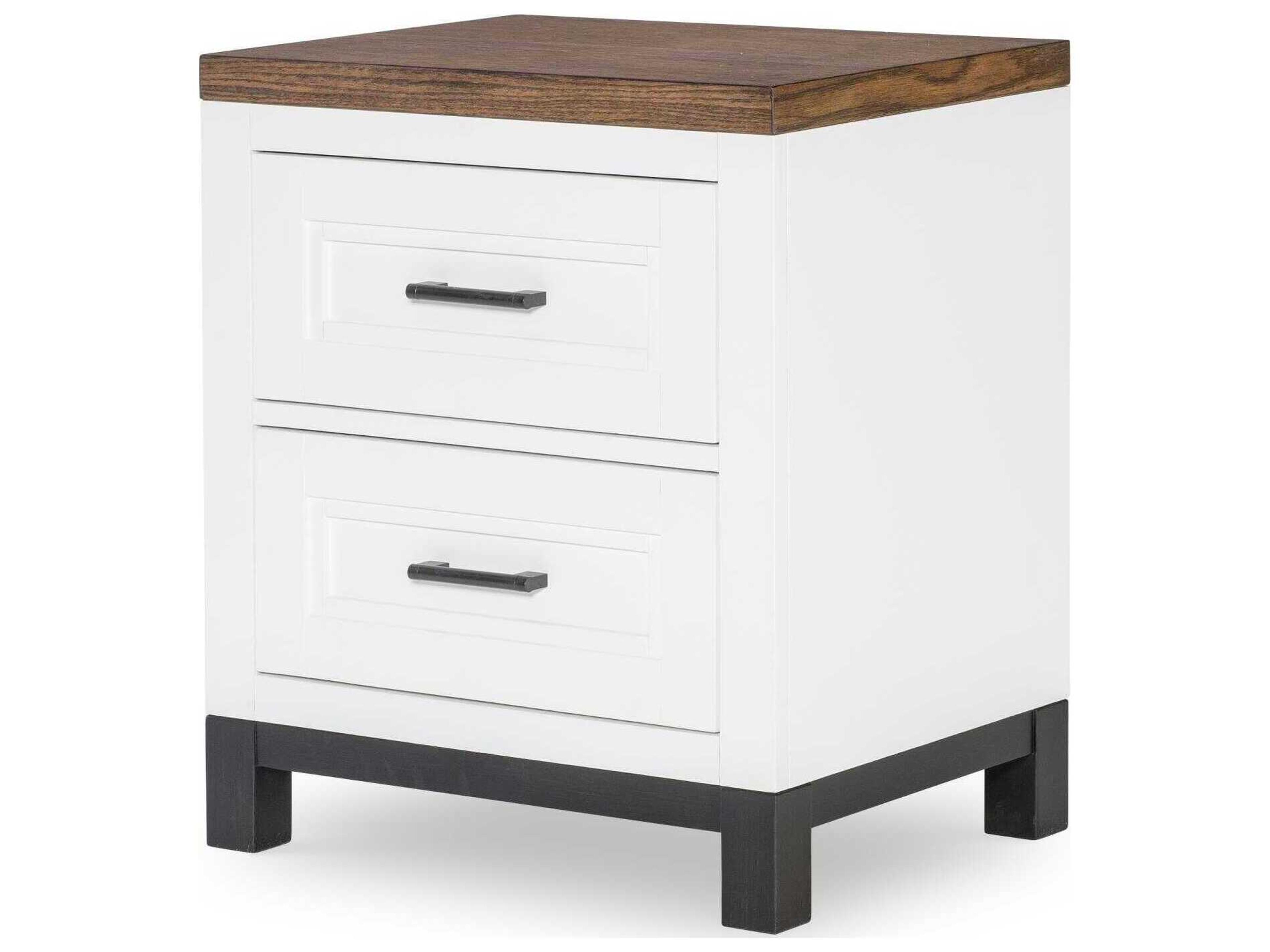 Dutton 2-Drawers White Hardwood Nightstand