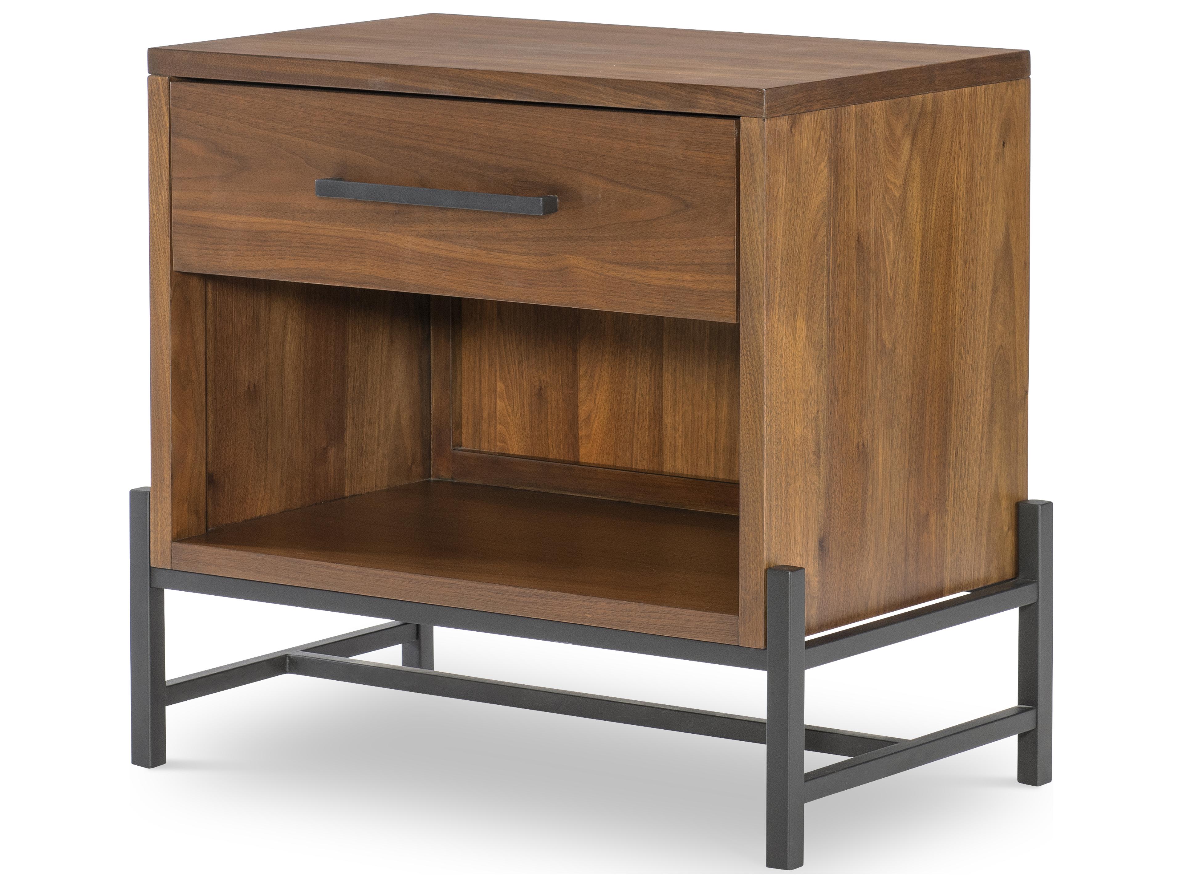 Midland 1-Drawer Brown Rubberwood Nightstand