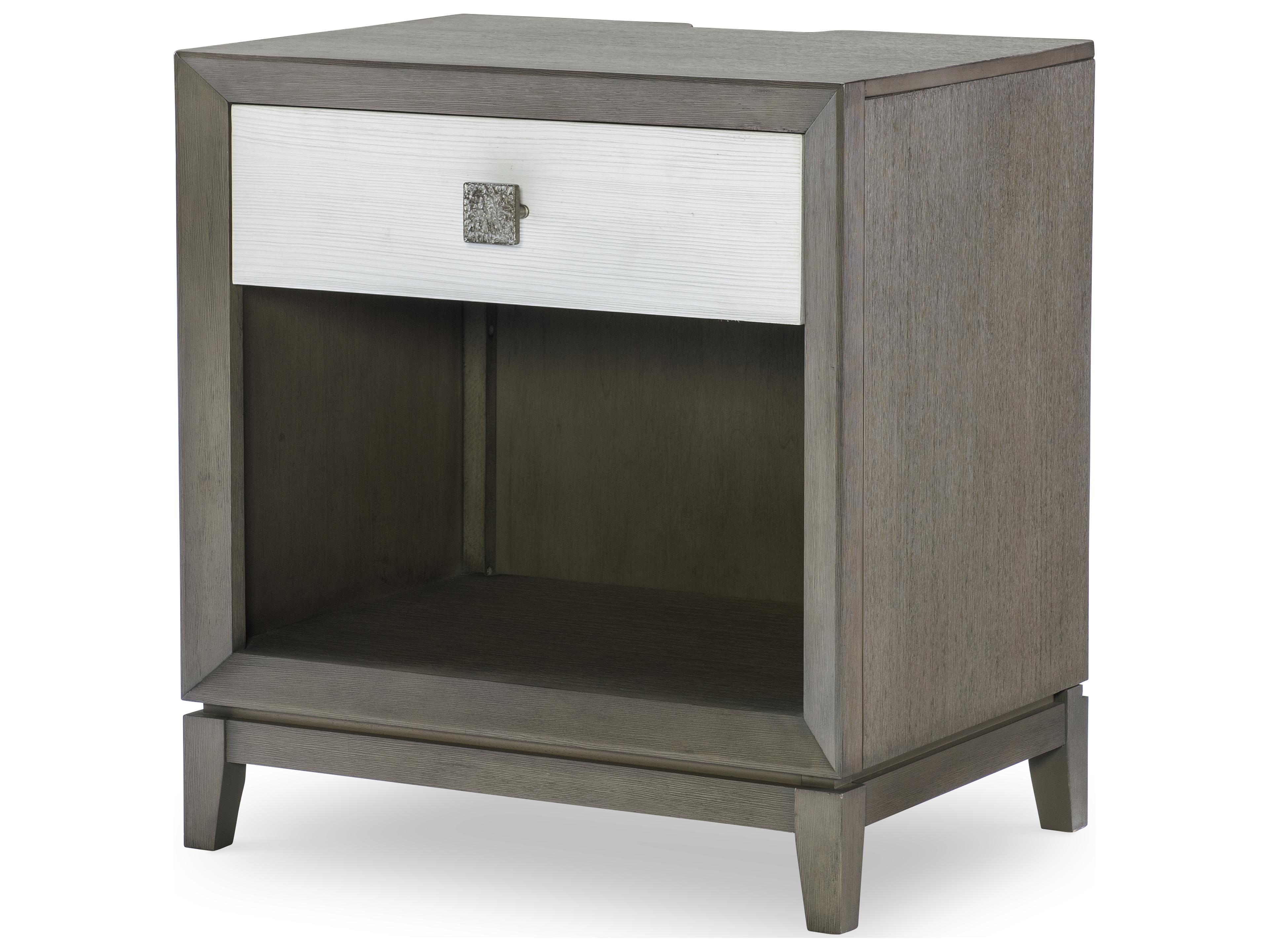 Terra Luna 1-Drawer Gray Pine Wood Nightstand