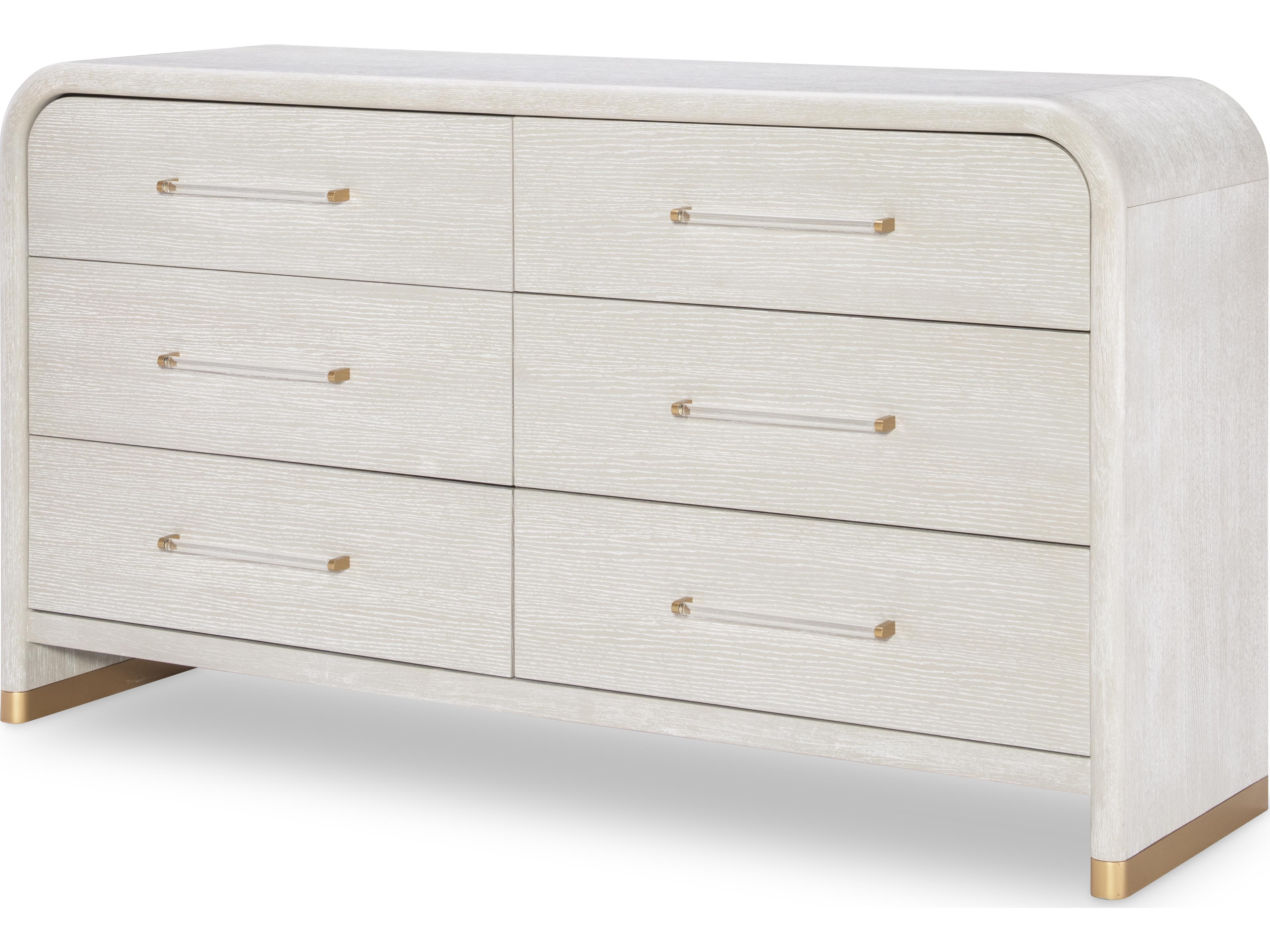 Miramar 6-Drawers White Oak Wood Double Dresser