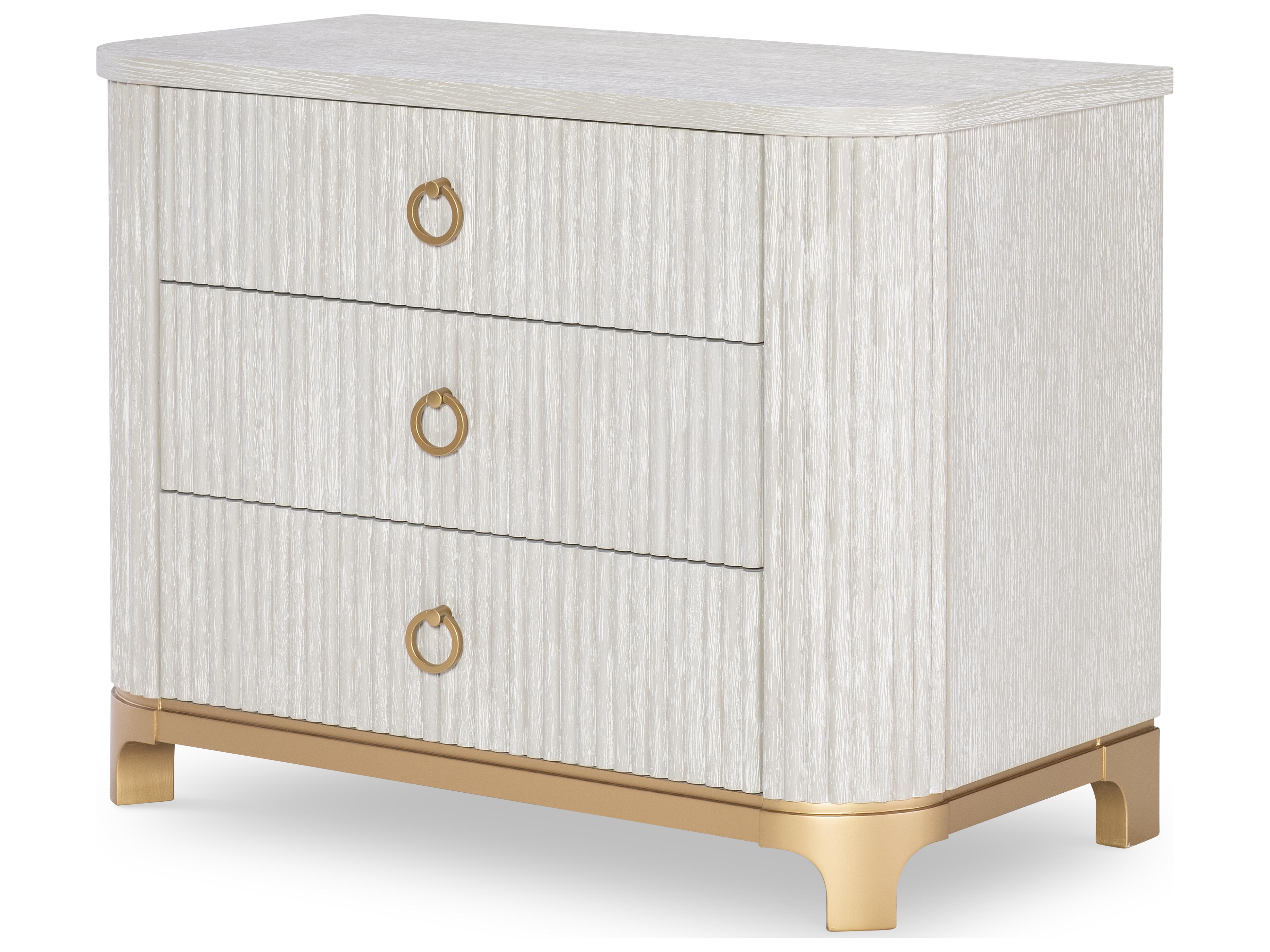 Miramar 3-Drawers White Hardwood Nightstand
