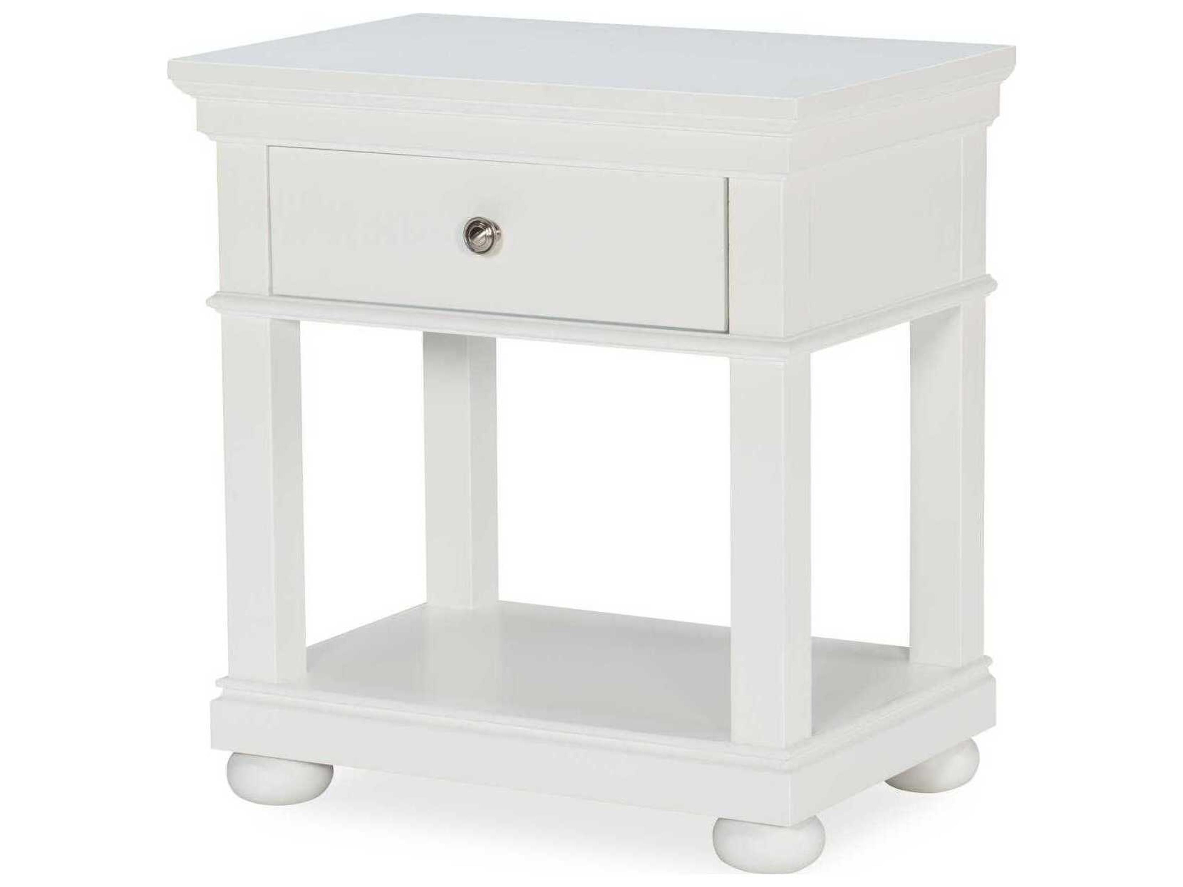 Canterbury White 2.0 1-Drawer Poplar Wood Nightstand