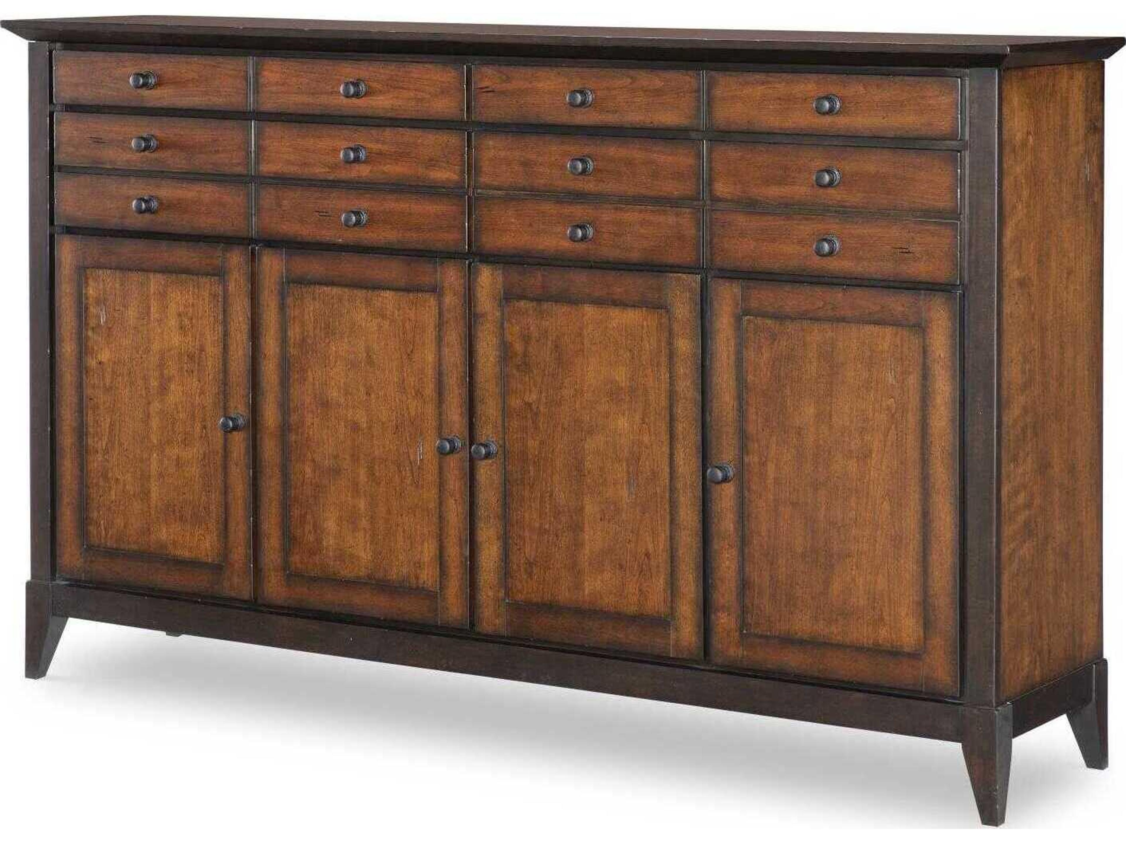Fenmore 74" Poplar Wood Mocha And Distressed Cherry Sideboard