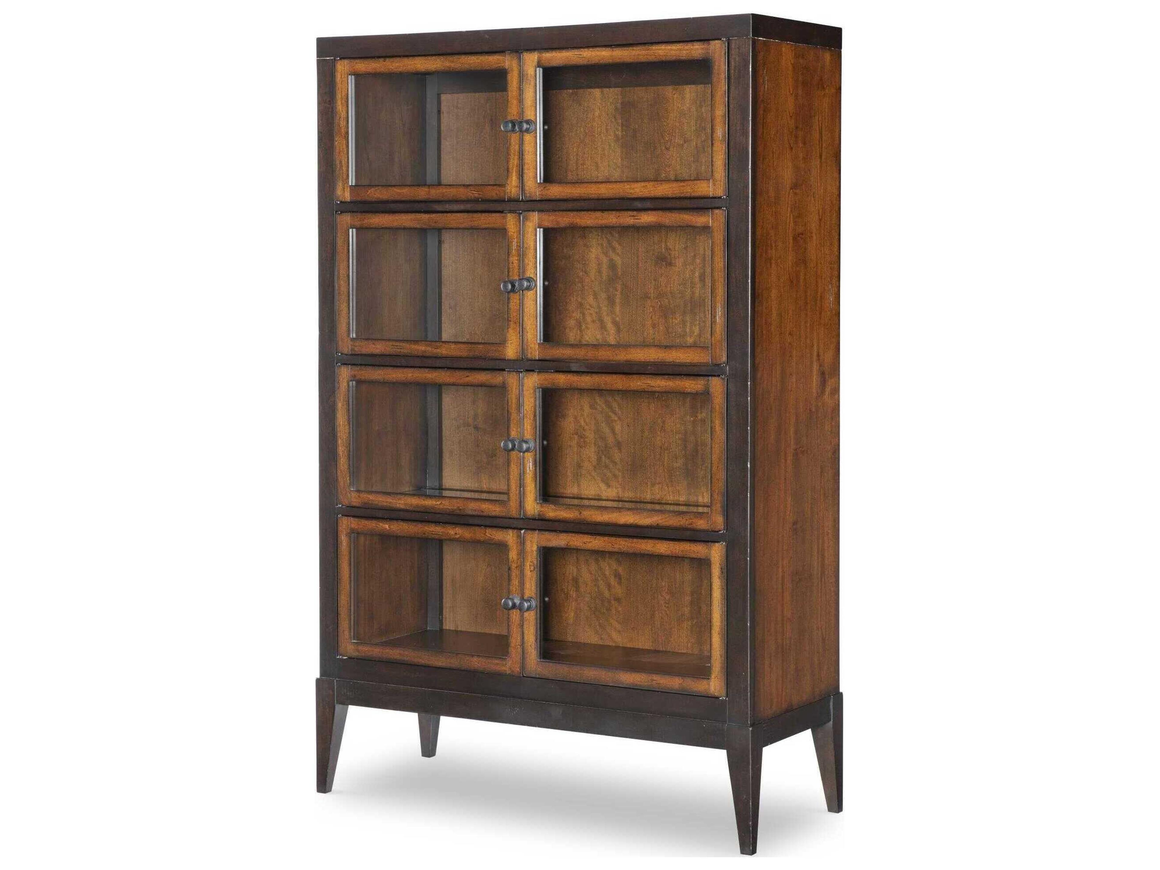 Fenmore Poplar Wood Mocha And Distressed Cherry Display Cabinet