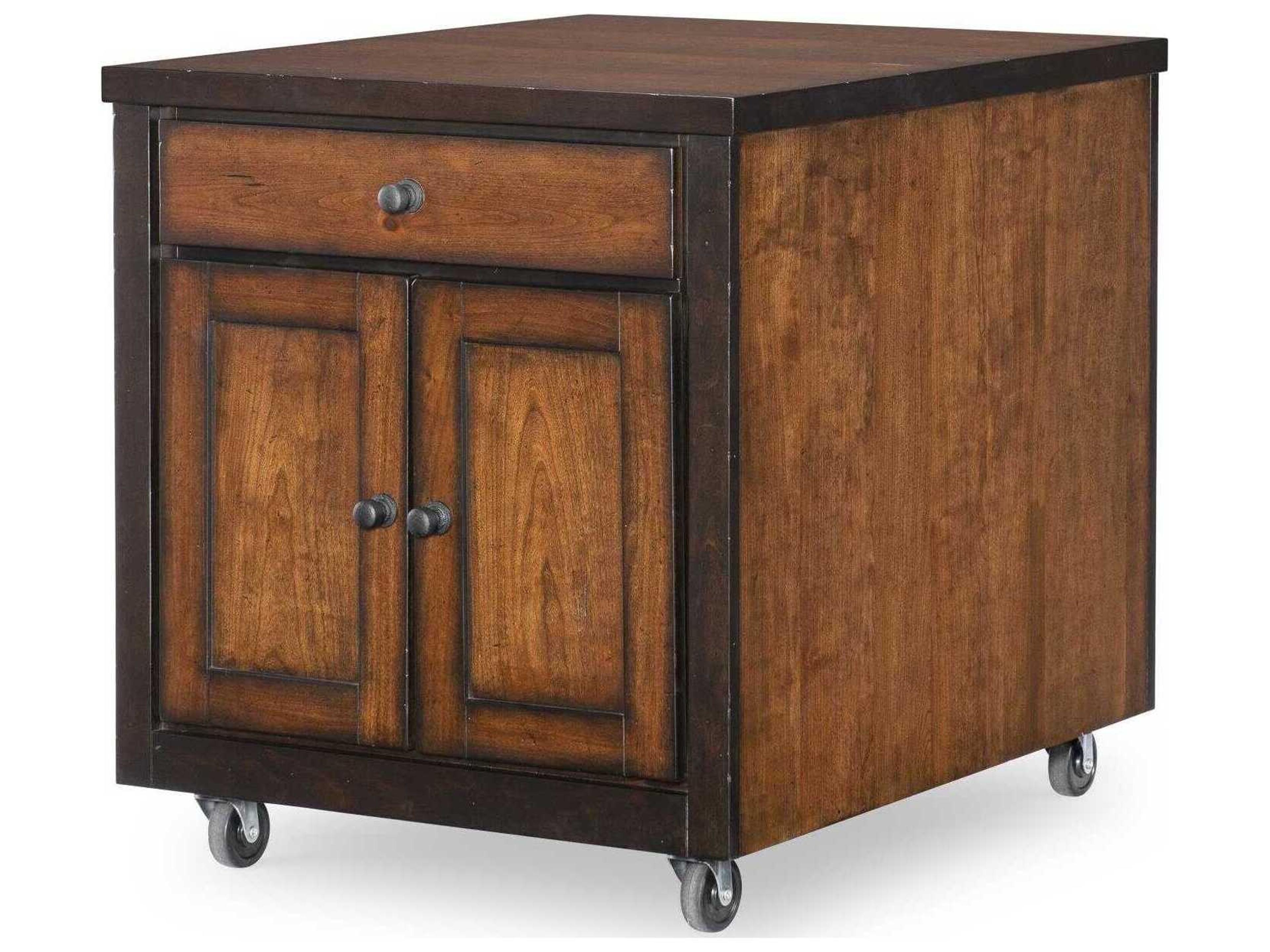 Fenmore Wood Brown Mocha And Distressed Cherry Bar Cart