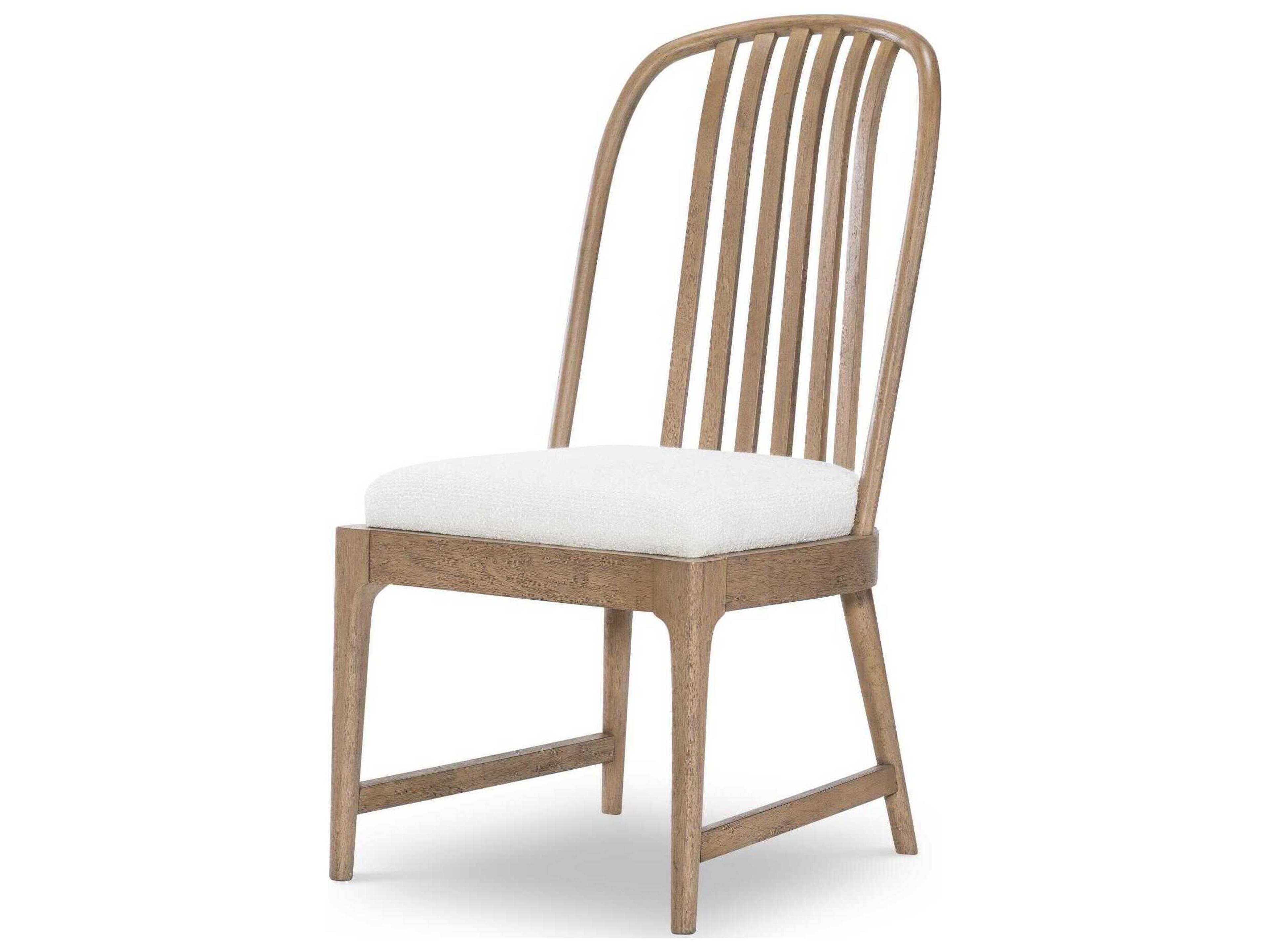 Melrose Oak Wood White Upholstered Armless Dining Chair