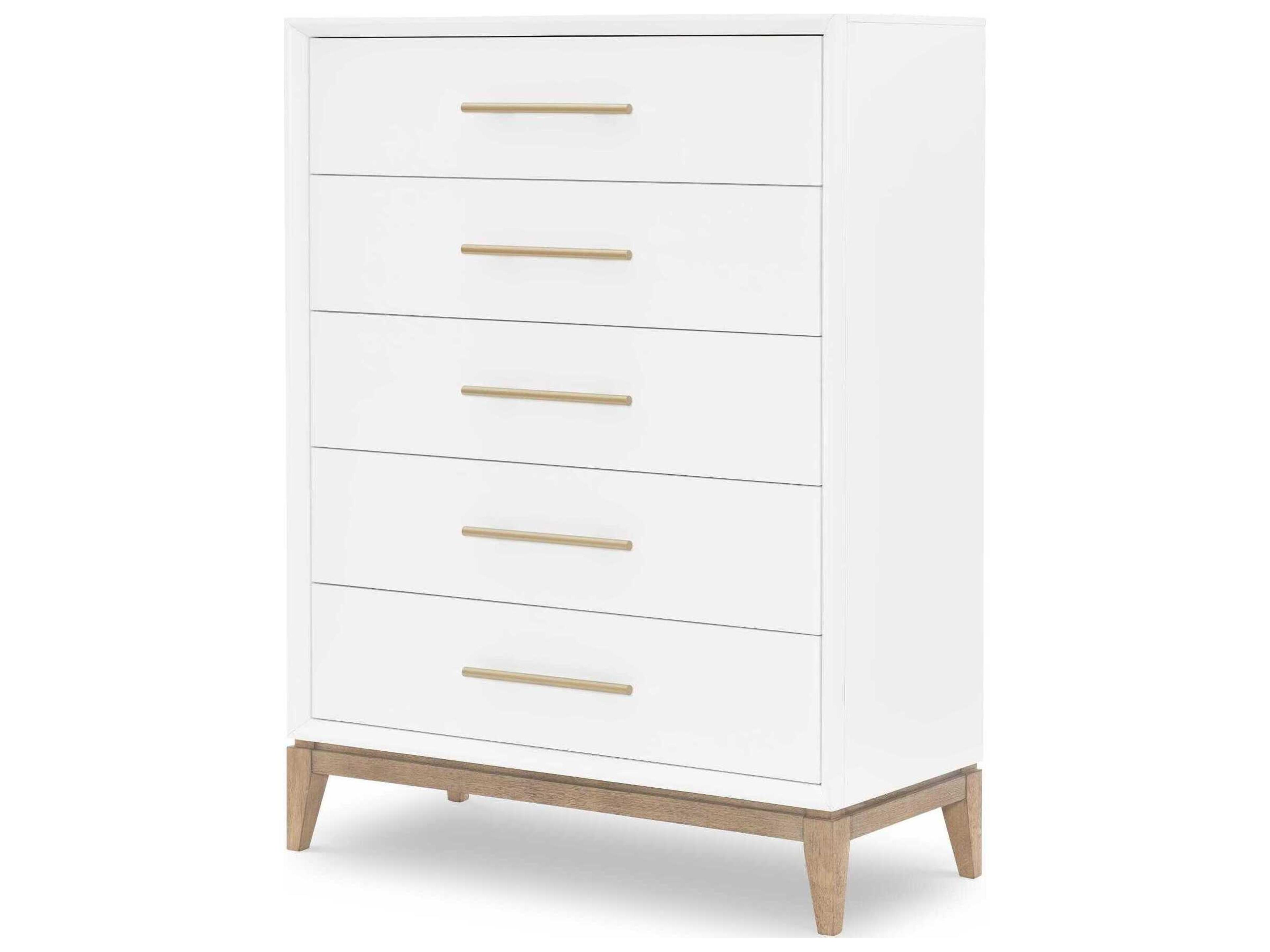 Melrose 5-Drawer Chest in Cloud White and Desert Oak Finish