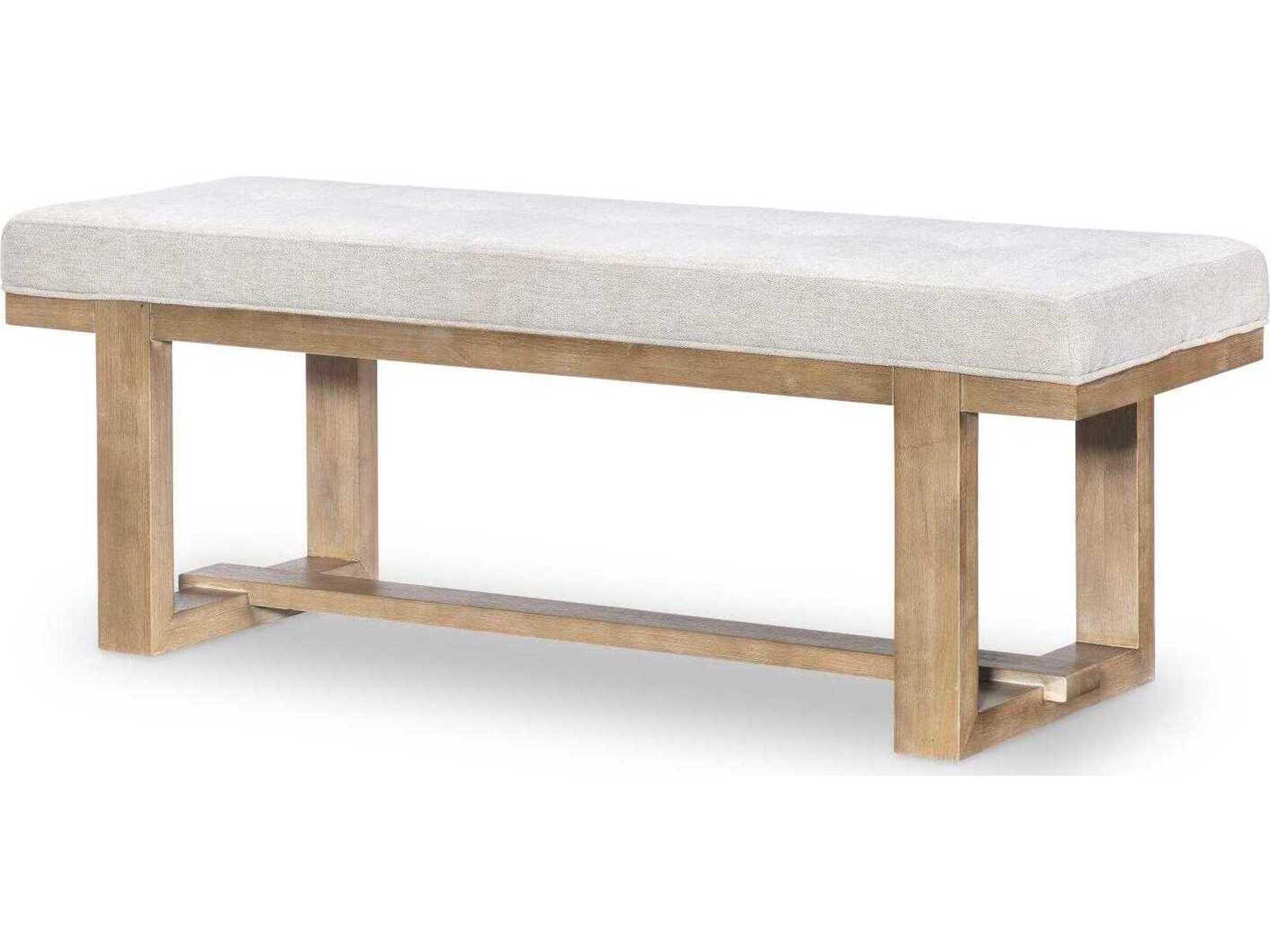 Torrance Aged Driftwood Beige Upholstered Accent Bench