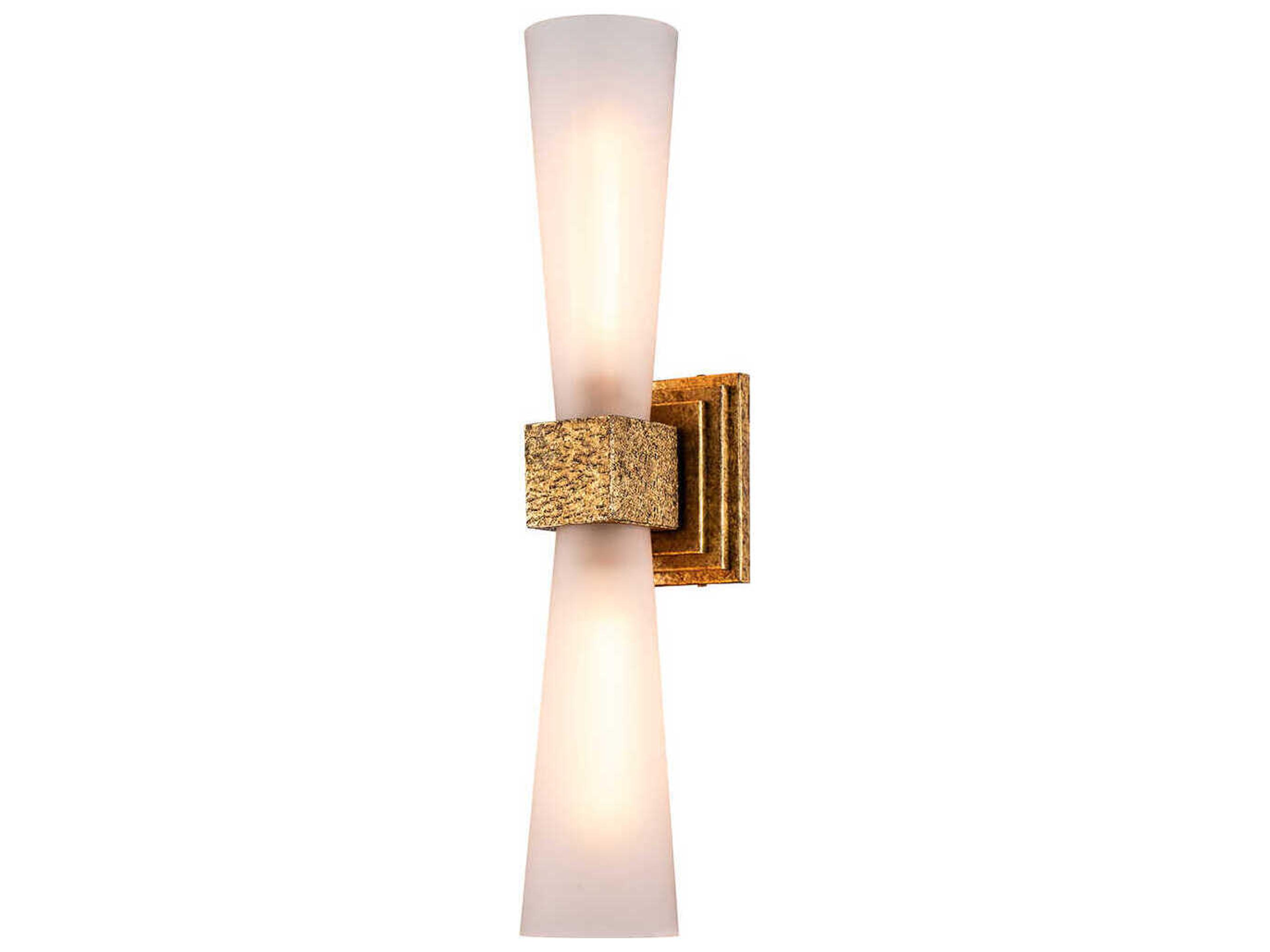 2-Light Gold Leaf Glass Vanity Light