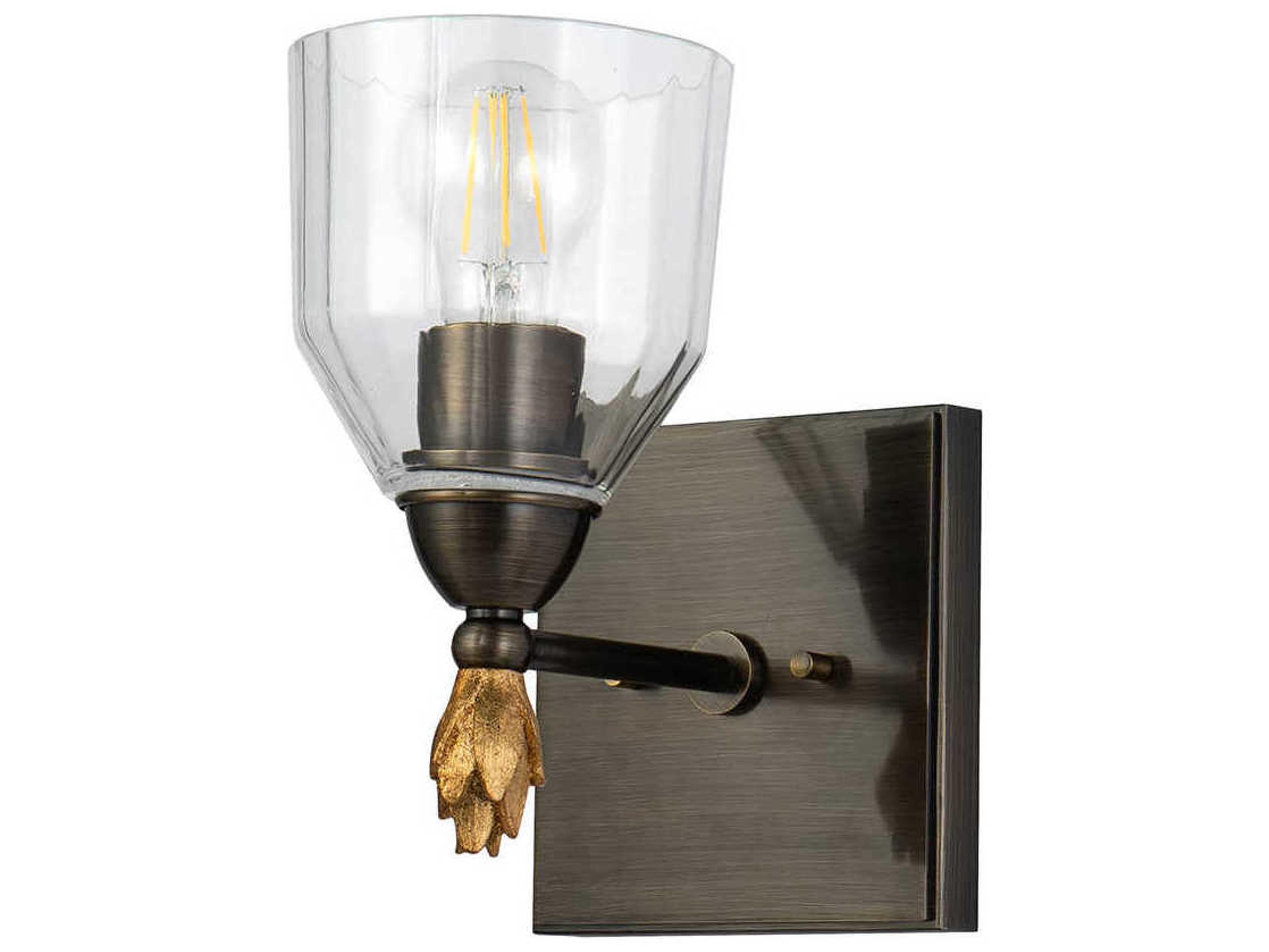 Lucas McKearn Felice 1-Light Dark Bronze Glass Wall Sconce