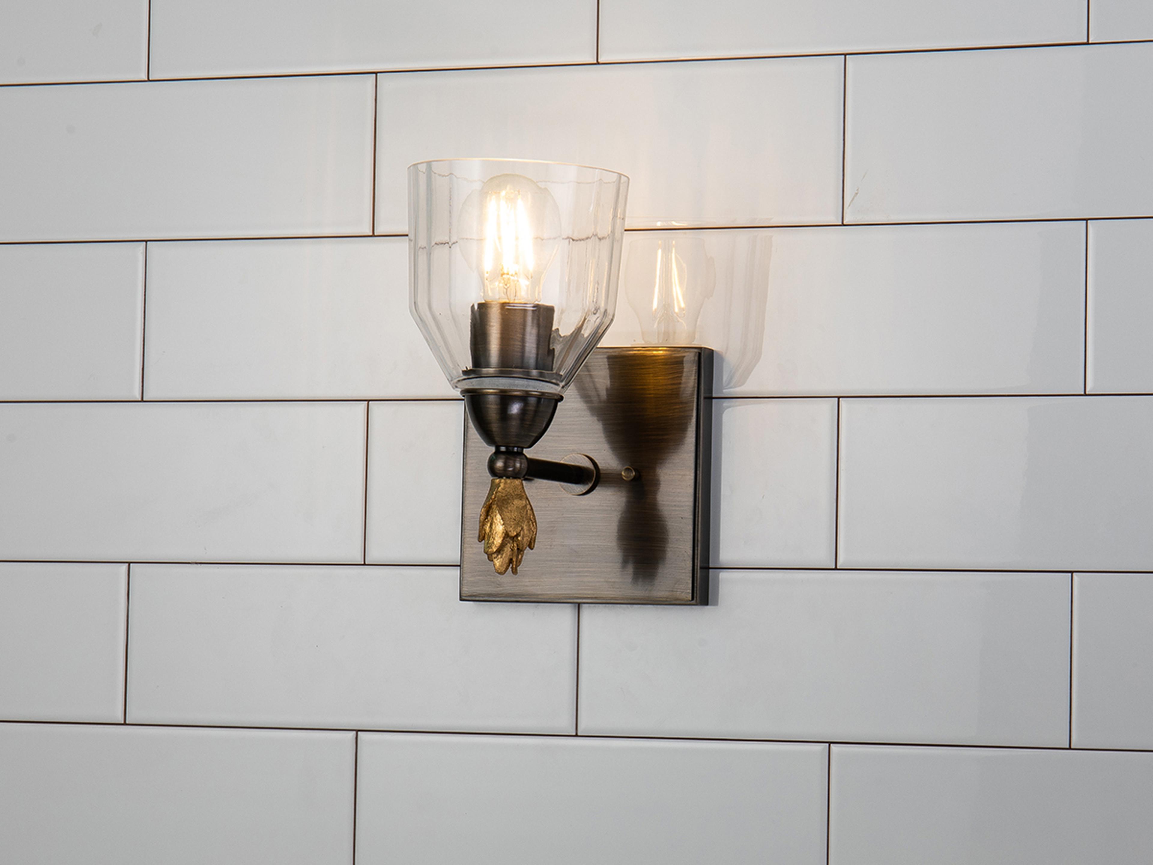 Lucas McKearn Felice 1-Light Dark Bronze Glass Wall Sconce