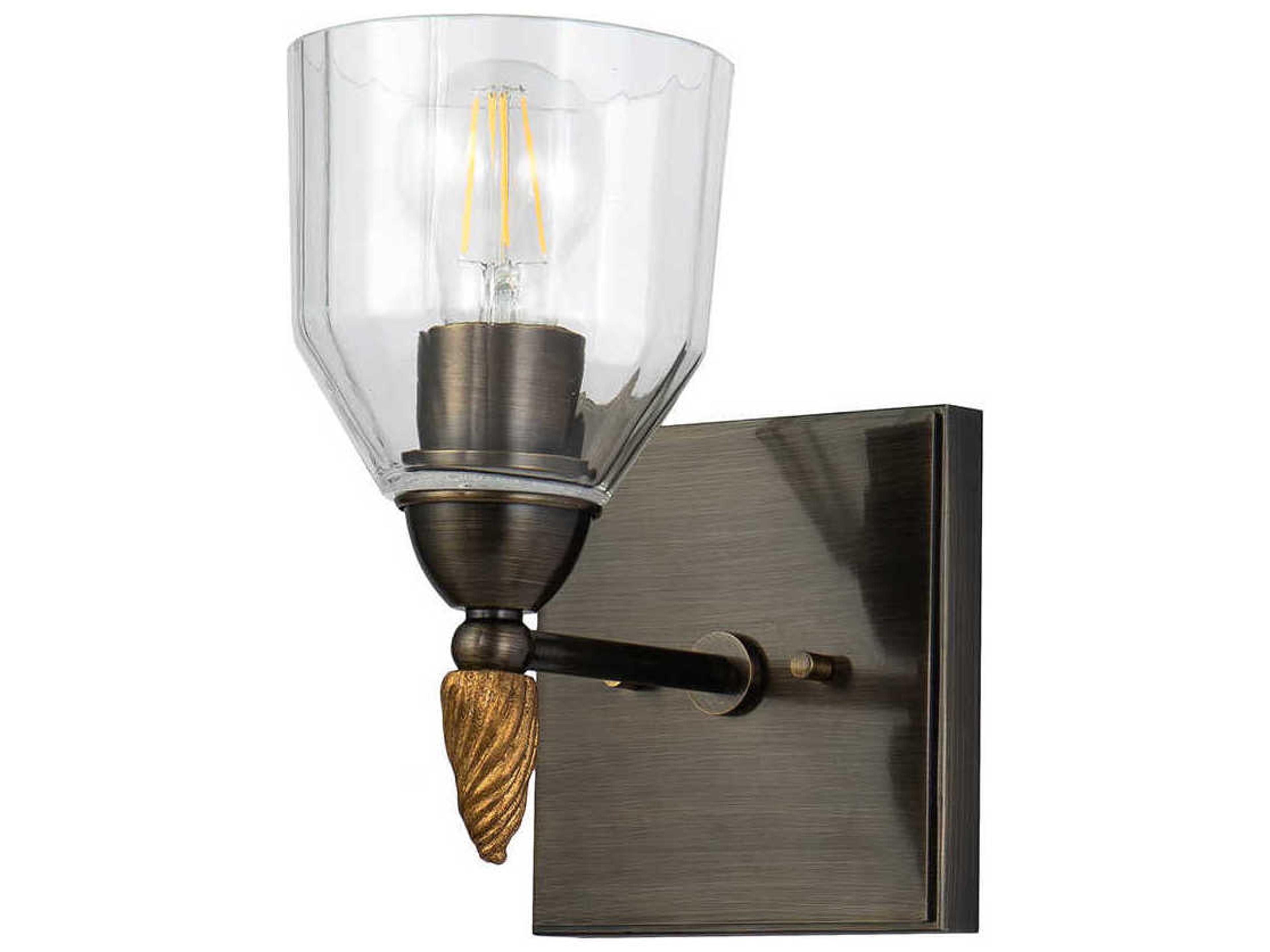 Lucas McKearn Felice 1-Light Dark Bronze Glass Wall Sconce