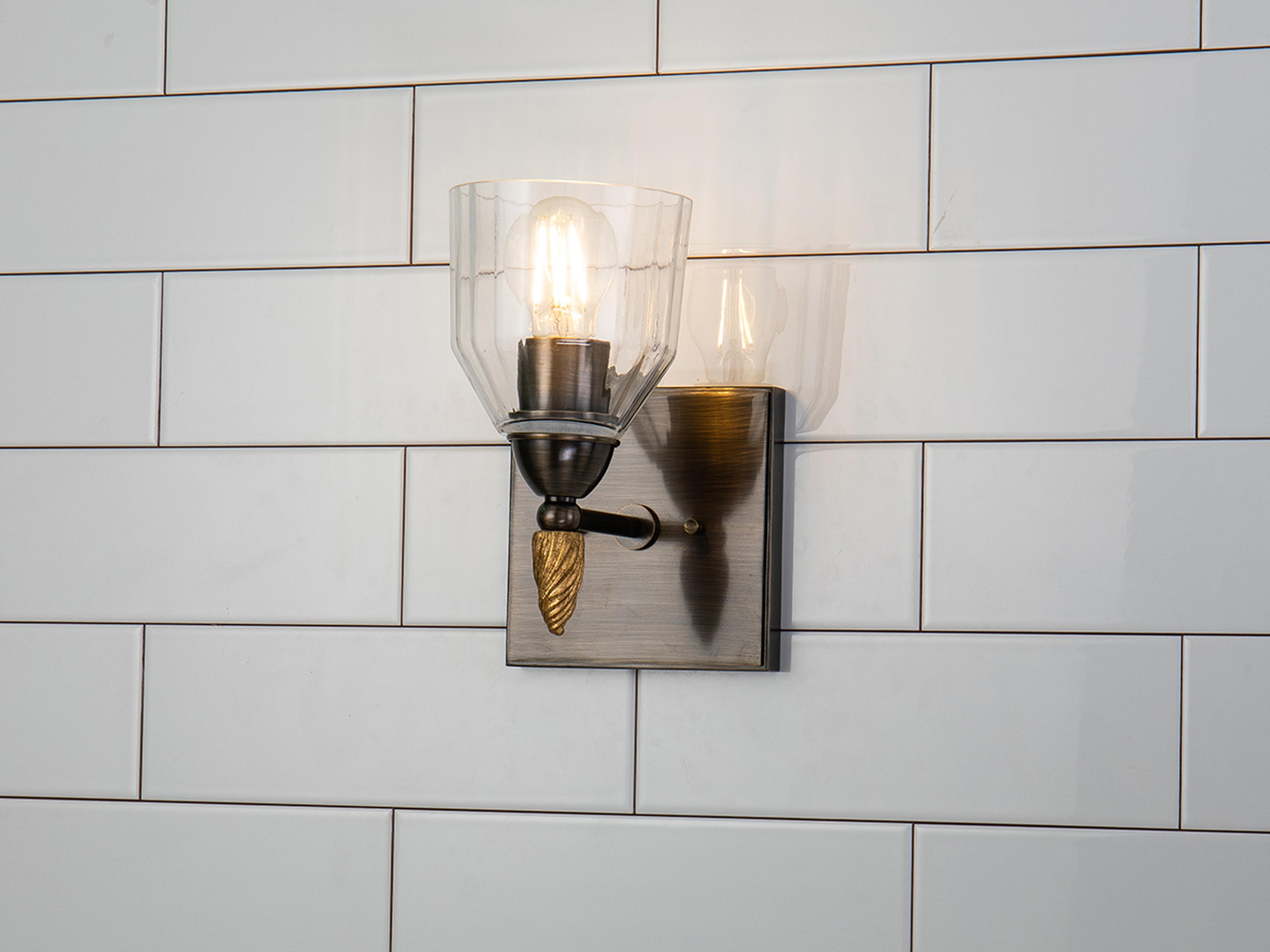 Lucas McKearn Felice 1-Light Dark Bronze Glass Wall Sconce