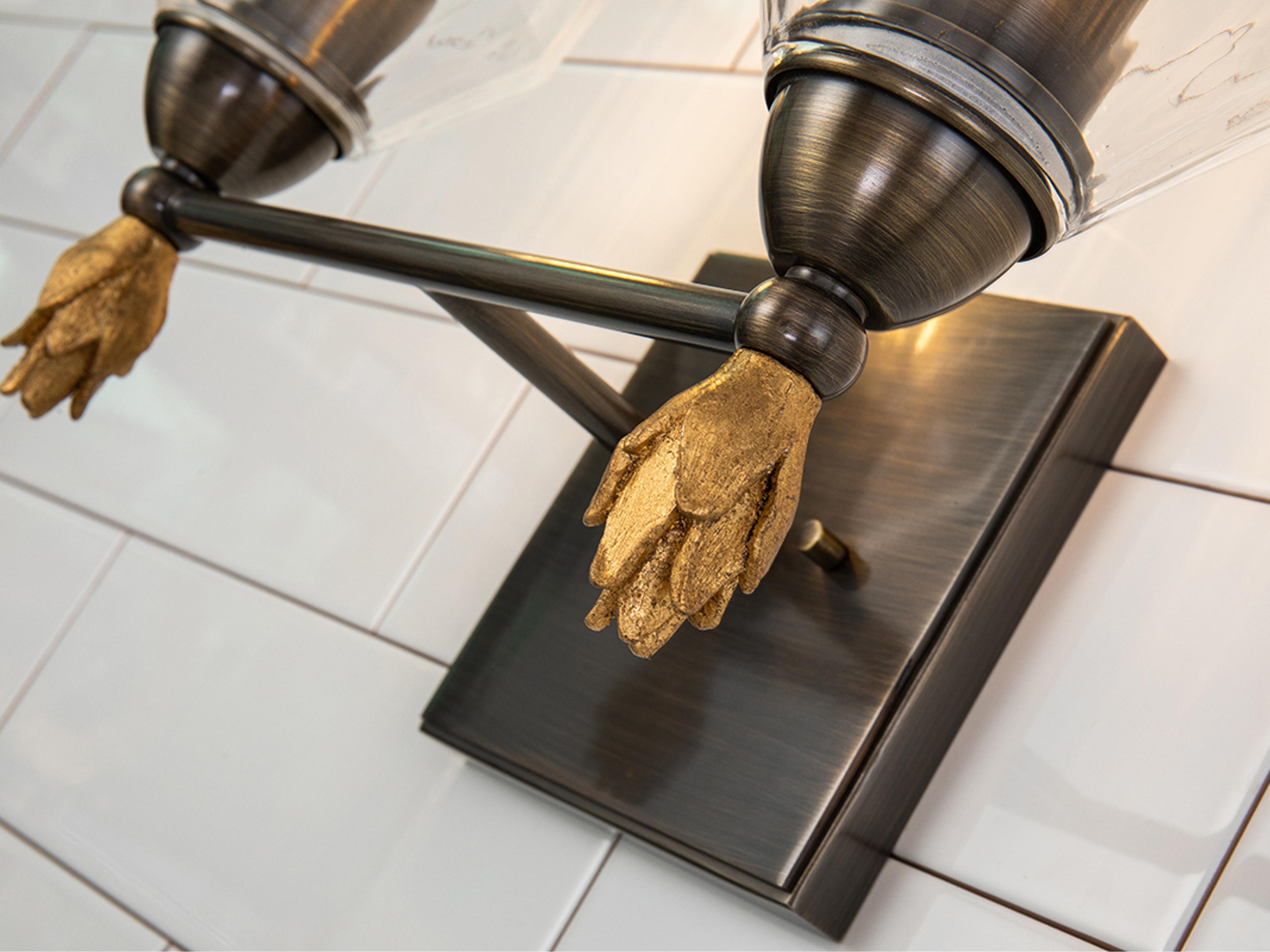 Lucas McKearn Felice 2-Light Dark Bronze Glass Vanity Light