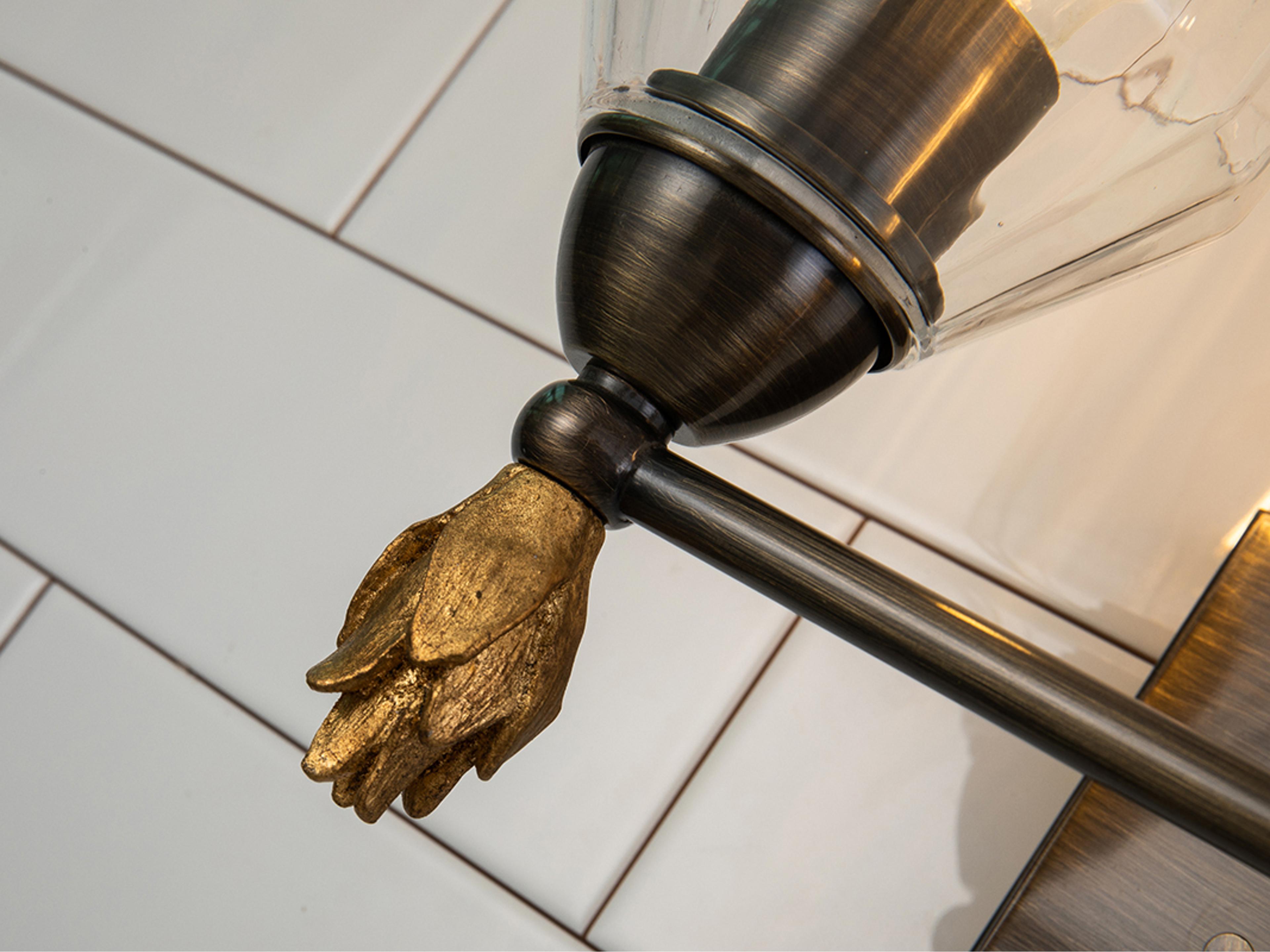 Lucas McKearn Felice 2-Light Dark Bronze Glass Vanity Light