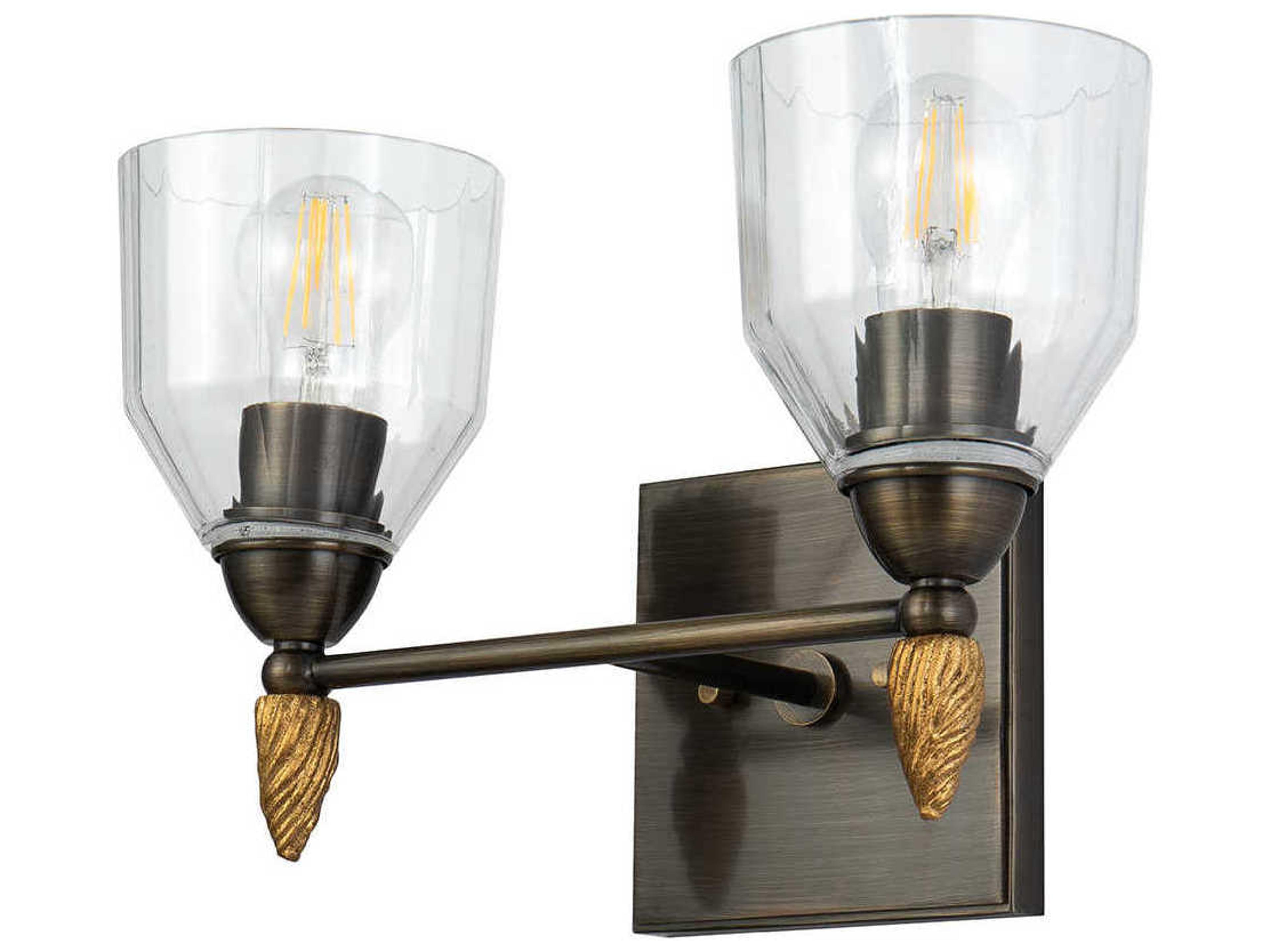 Lucas McKearn Felice 2-Light Dark Bronze Glass Vanity Light