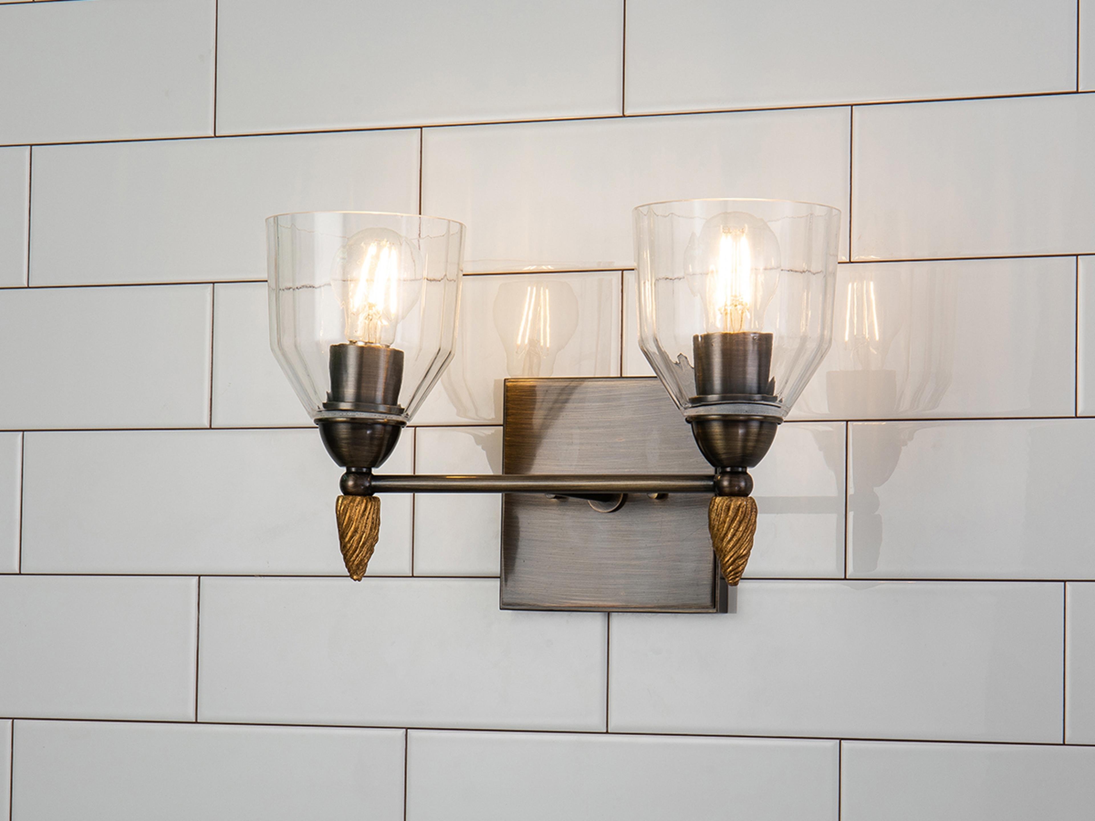 Lucas McKearn Felice 2-Light Dark Bronze Glass Vanity Light