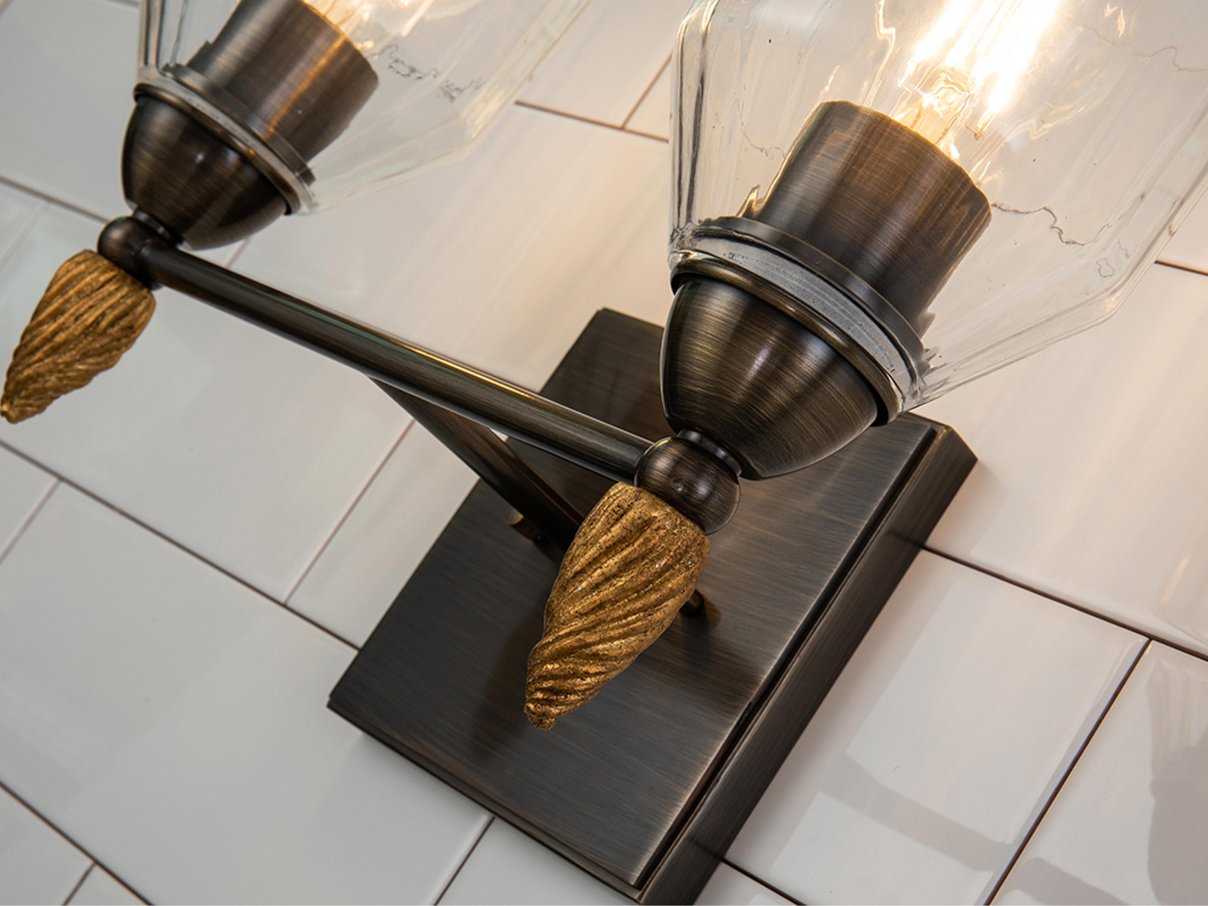 Lucas McKearn Felice 2-Light Dark Bronze Glass Vanity Light