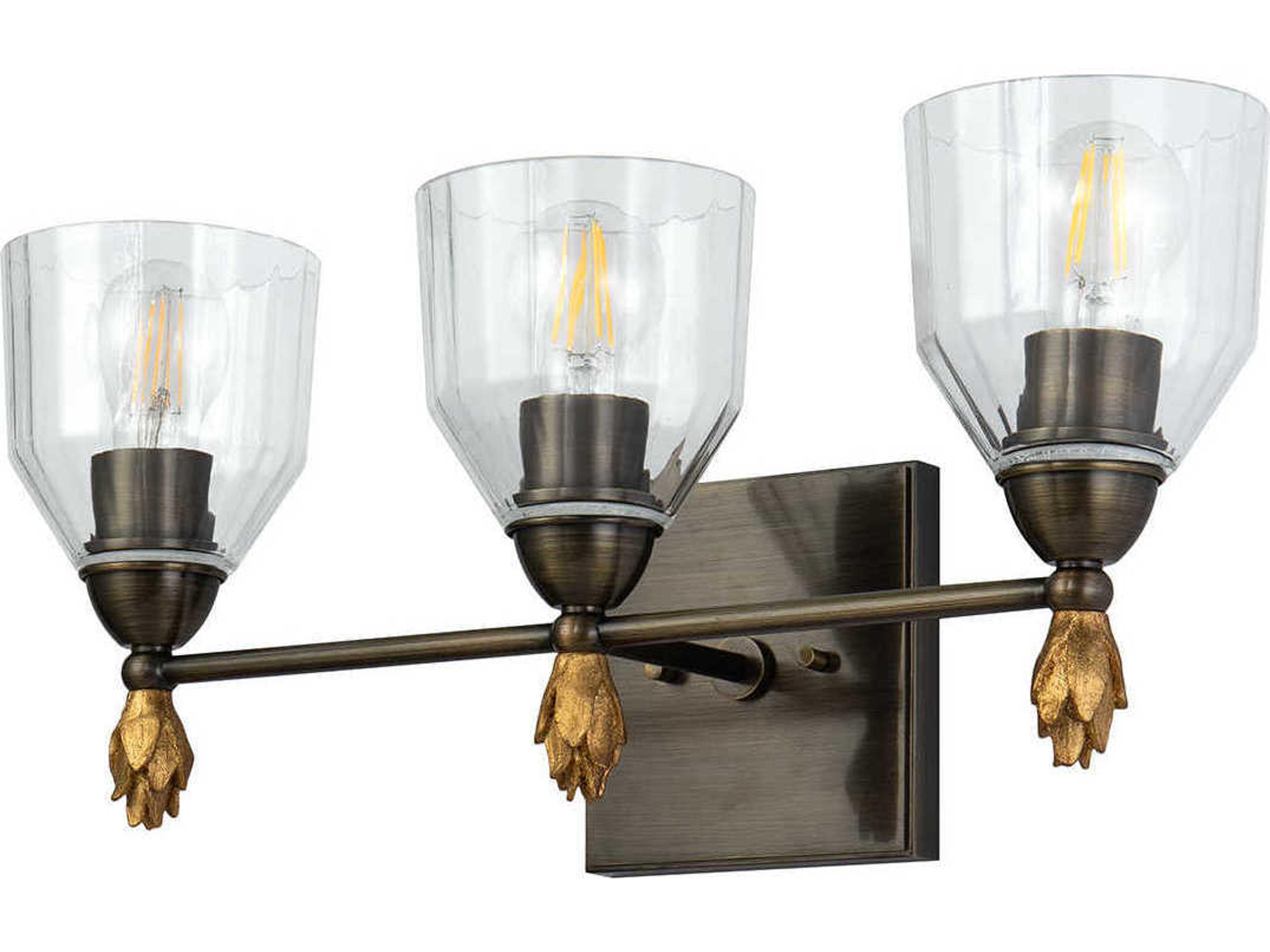 Lucas McKearn Felice 3-Light Dark Bronze Glass Vanity Light