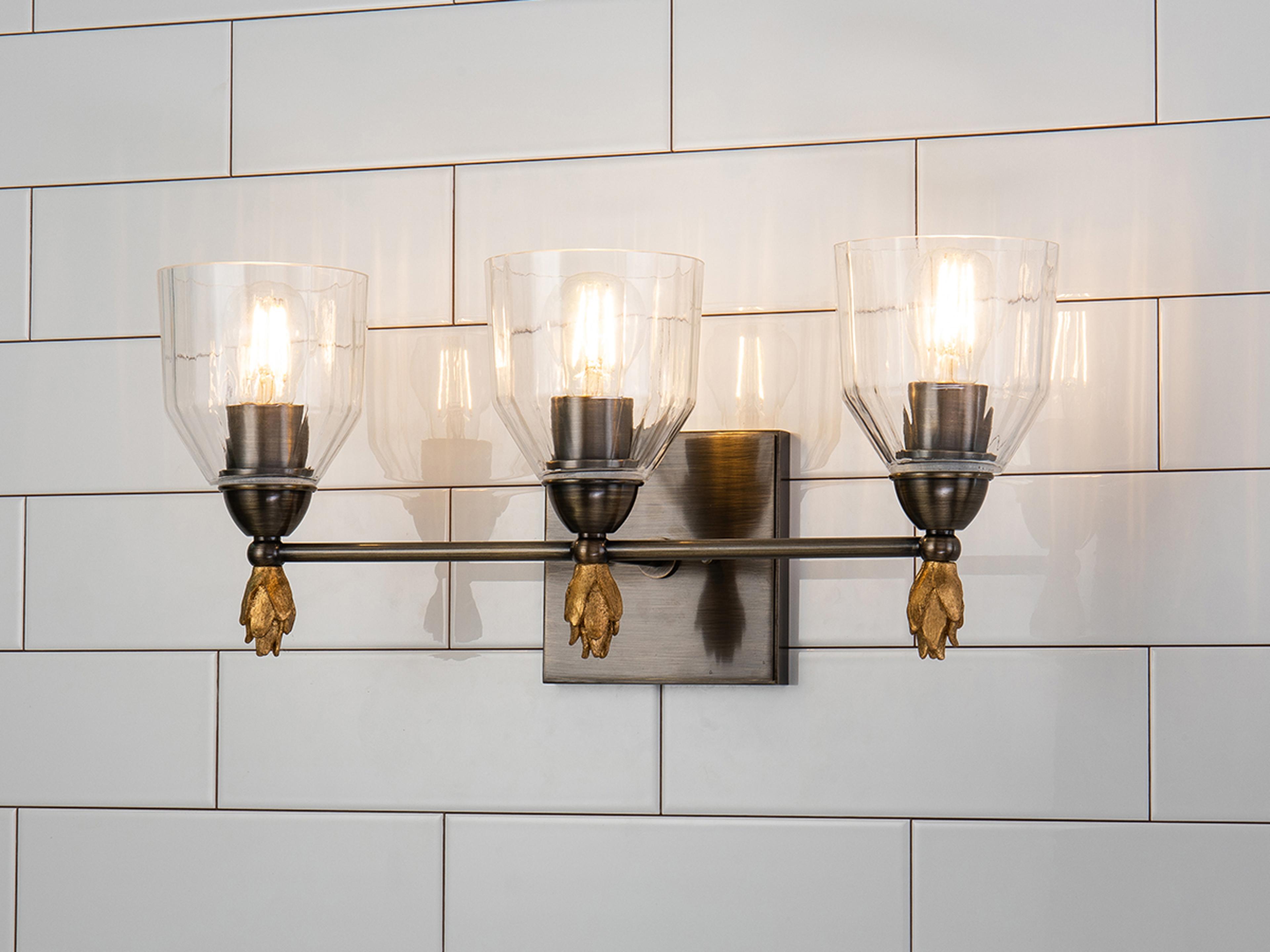 Lucas McKearn Felice 3-Light Dark Bronze Glass Vanity Light