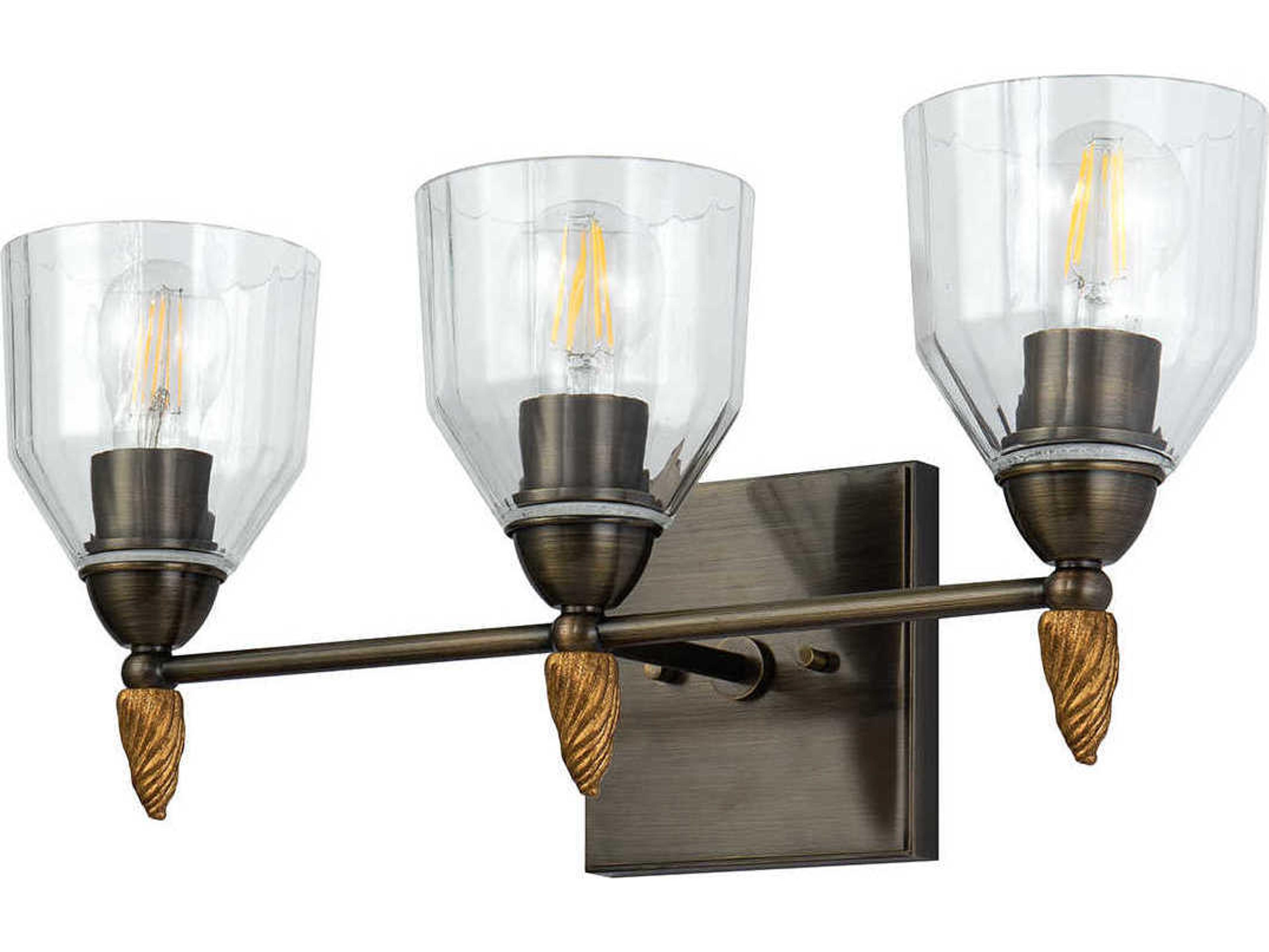 Lucas McKearn Felice 3-Light Dark Bronze Glass Vanity Light