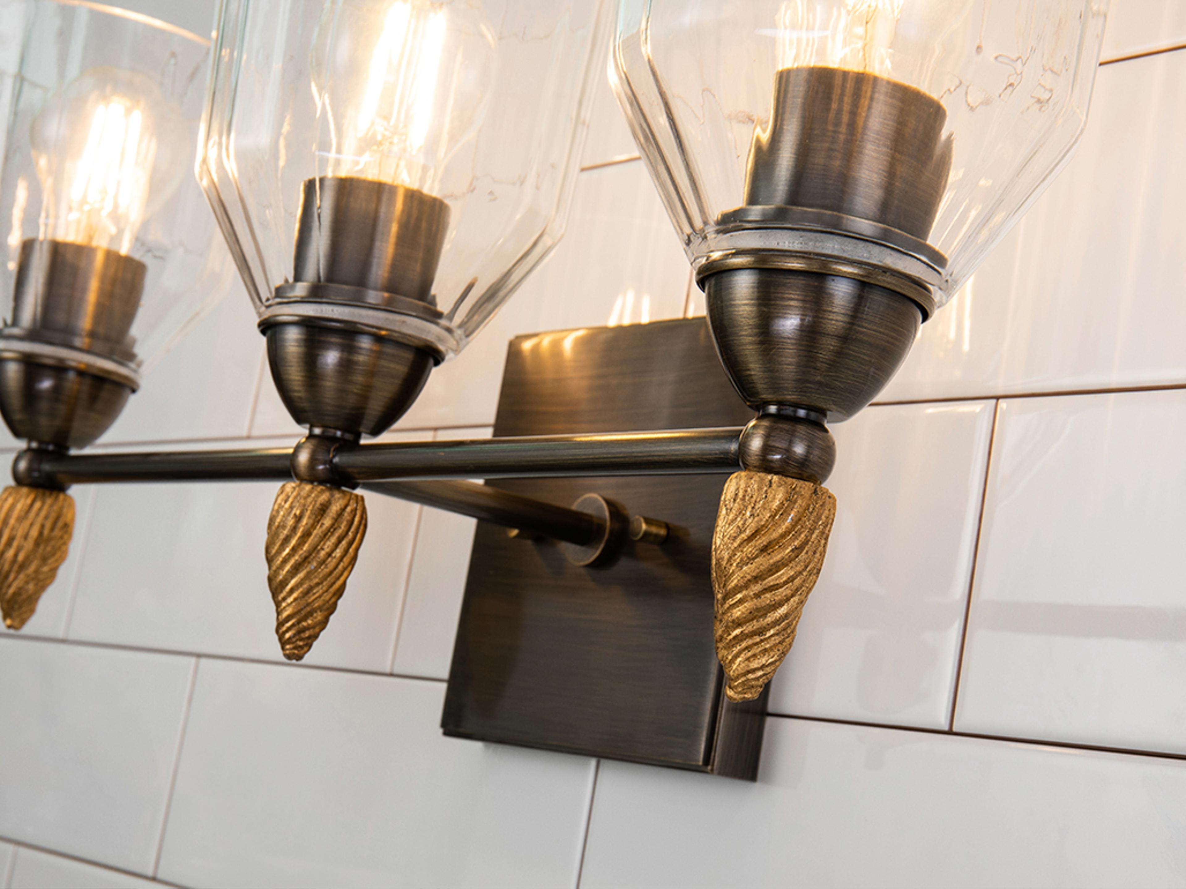 Lucas McKearn Felice 3-Light Dark Bronze Glass Vanity Light