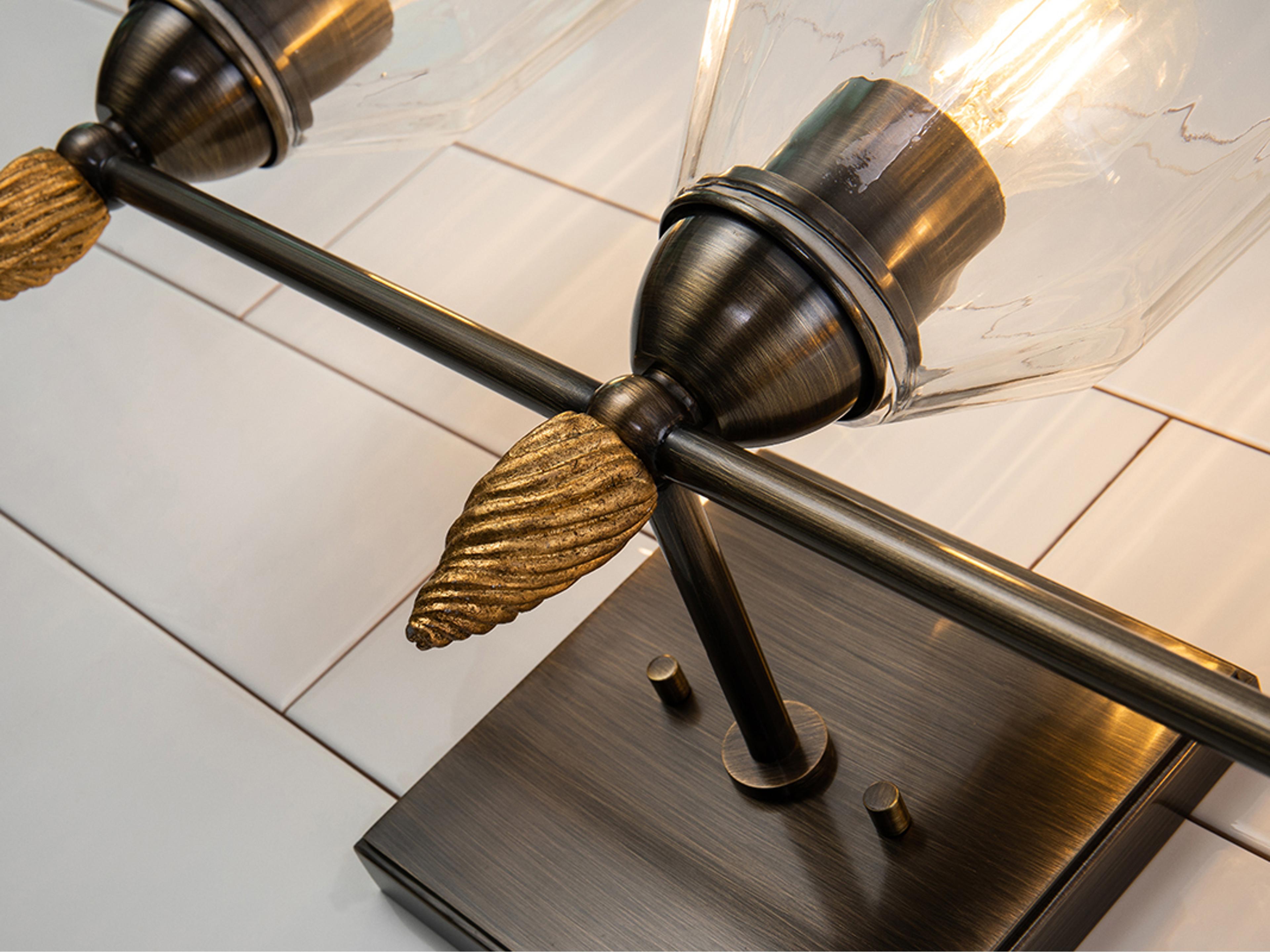 Lucas McKearn Felice 3-Light Dark Bronze Glass Vanity Light