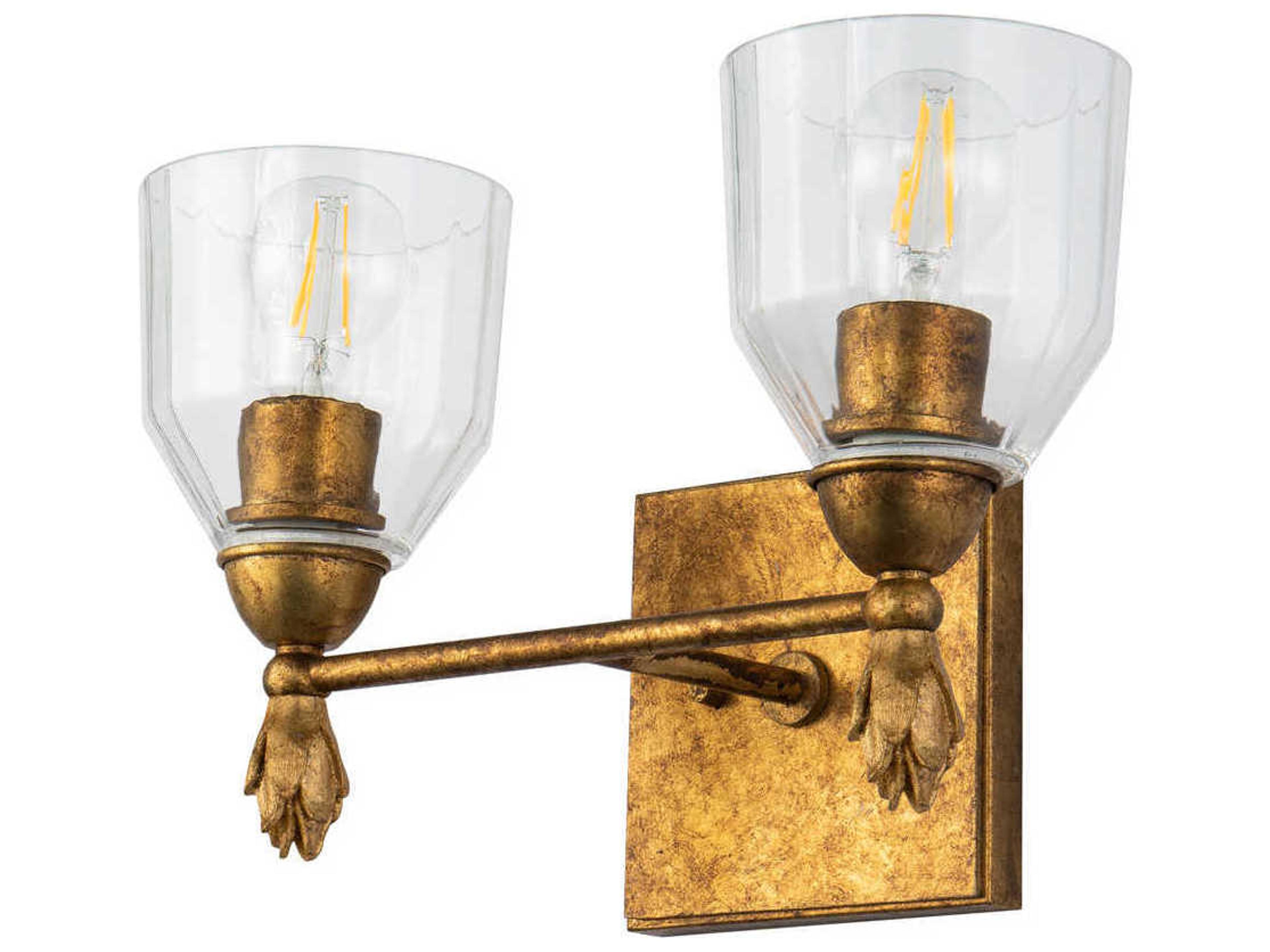 Lucas McKearn Felice 2-Light Gold Glass Vanity Light