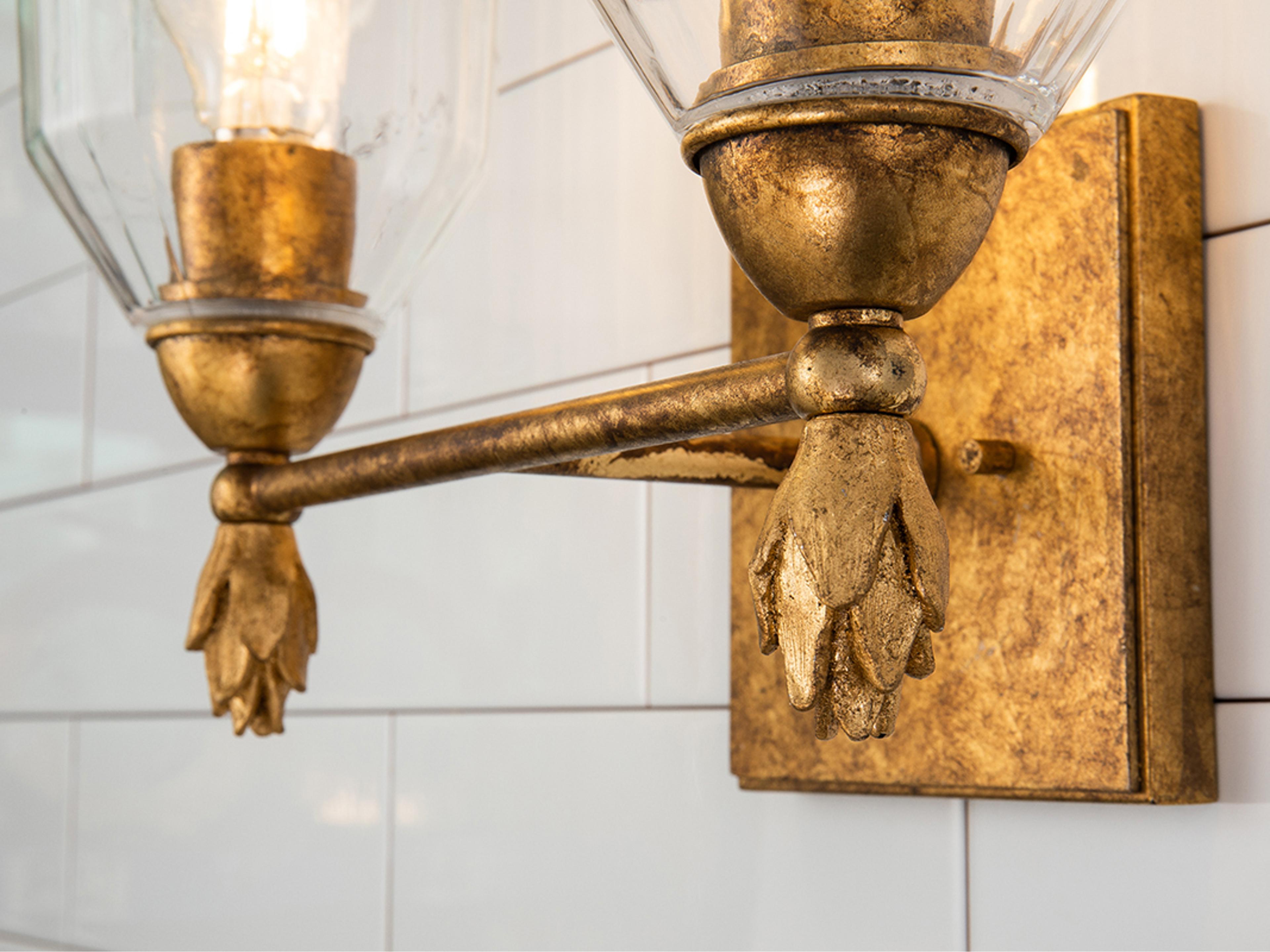 Lucas McKearn Felice 2-Light Gold Glass Vanity Light