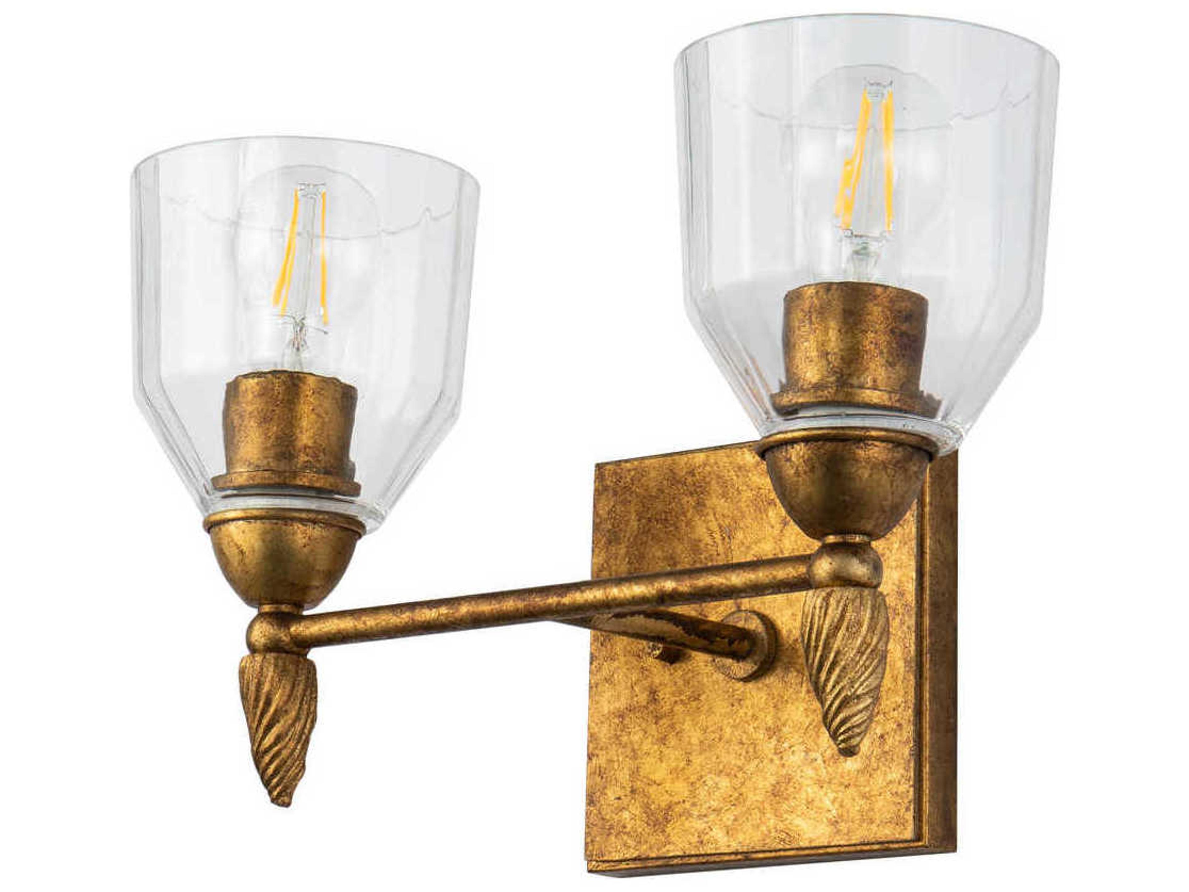 Lucas McKearn Felice 2-Light Gold Glass Vanity Light