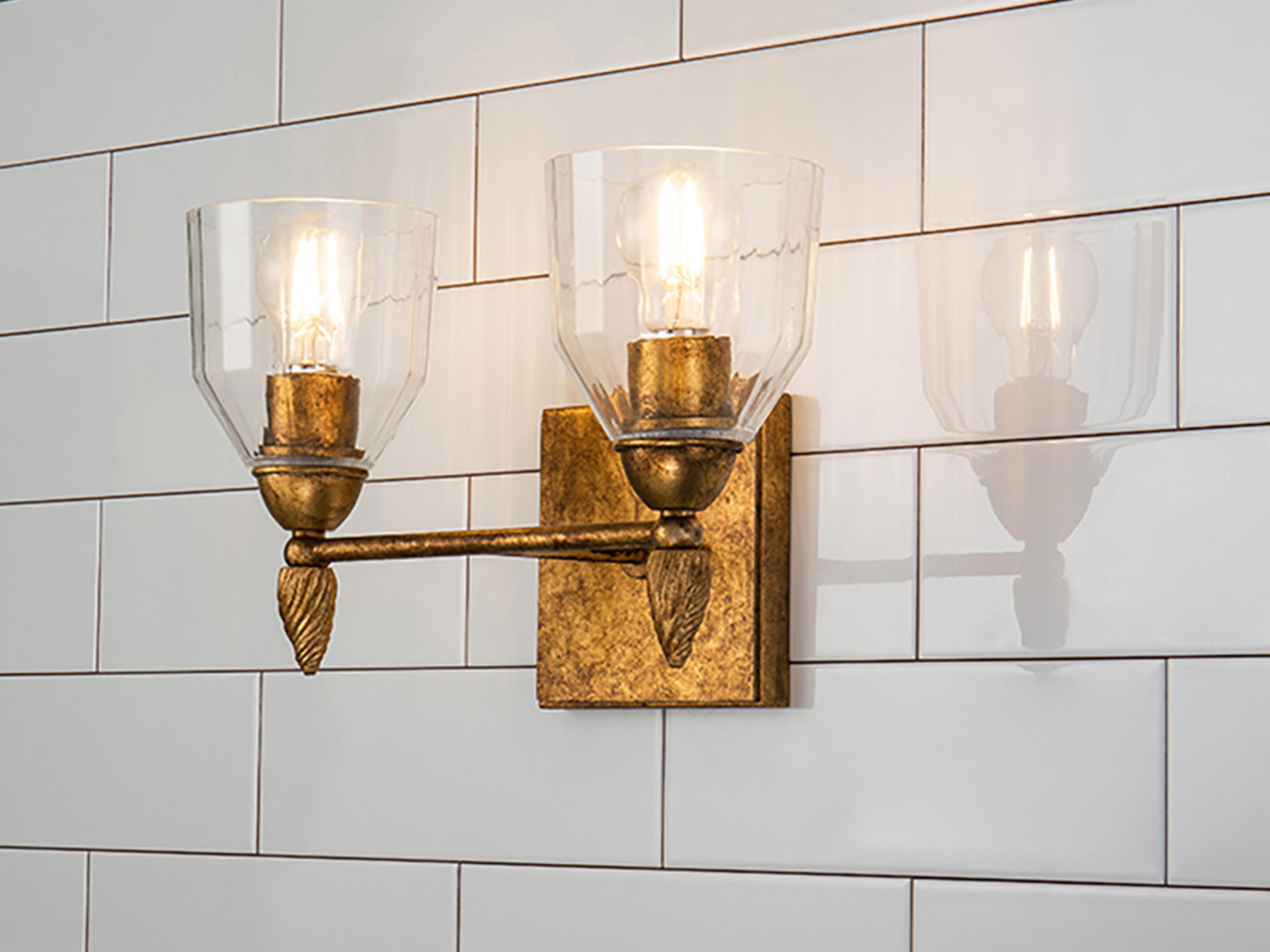 Lucas McKearn Felice 2-Light Gold Glass Vanity Light