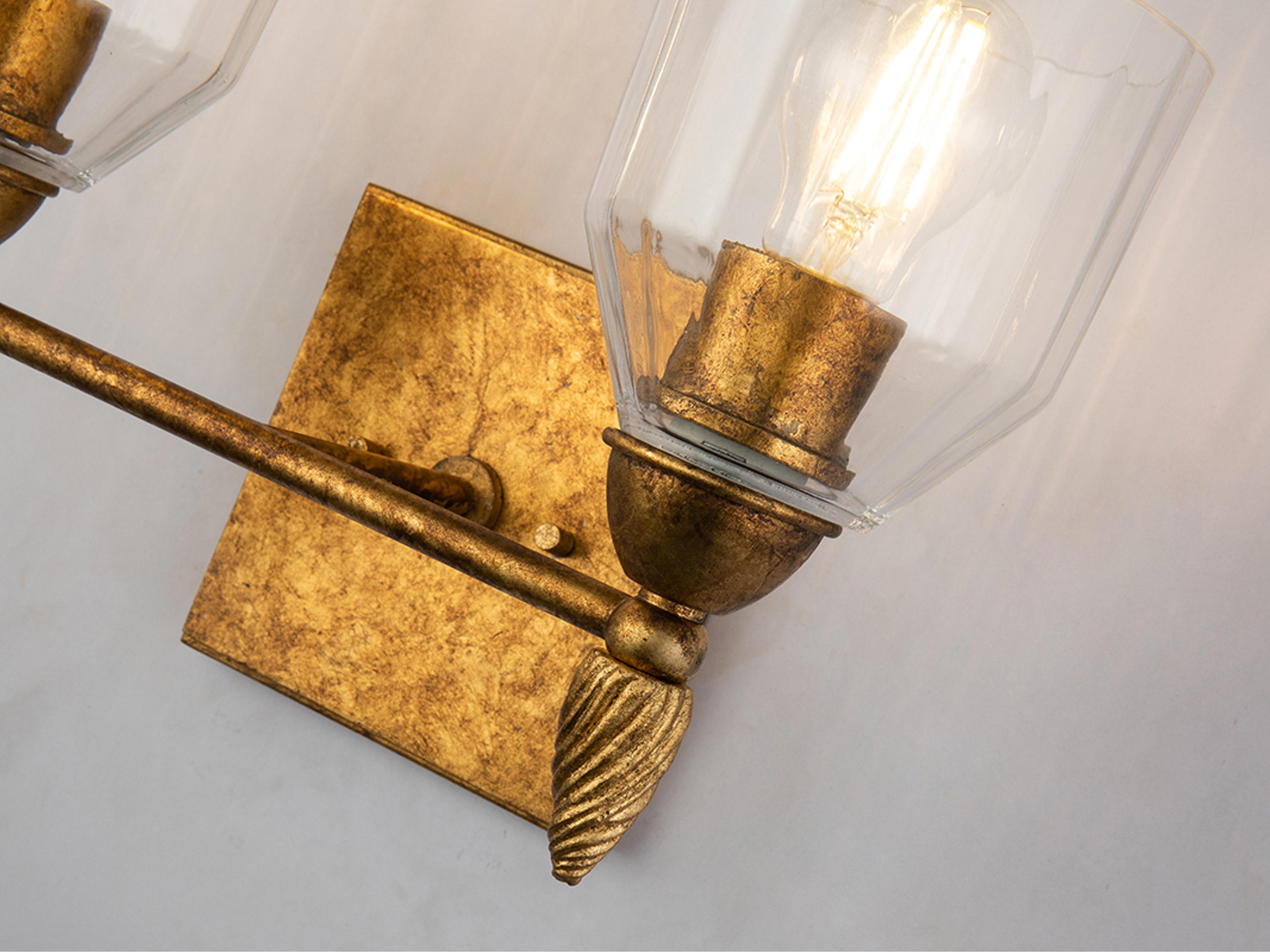 Lucas McKearn Felice 2-Light Gold Glass Vanity Light