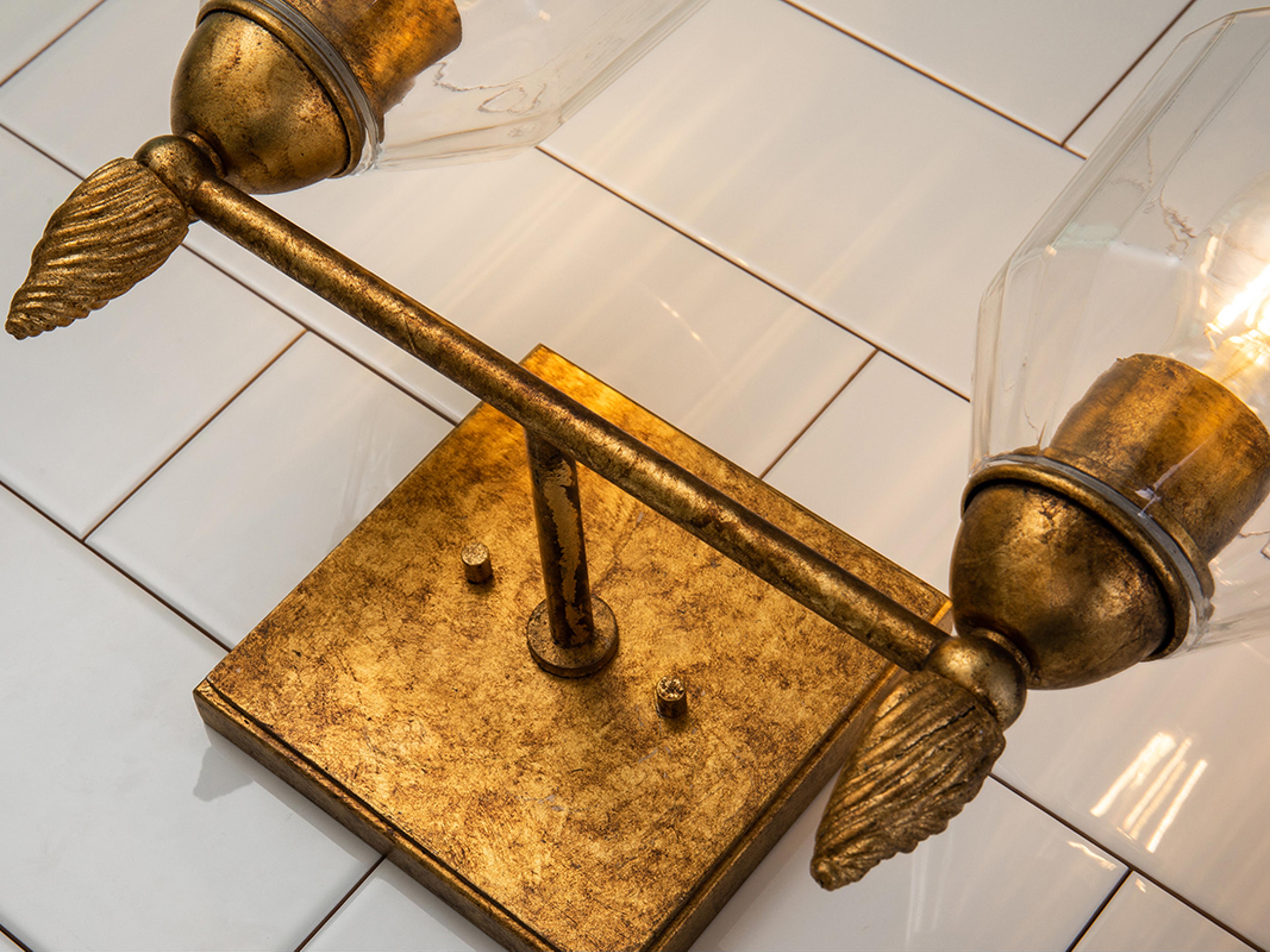 Lucas McKearn Felice 2-Light Gold Glass Vanity Light