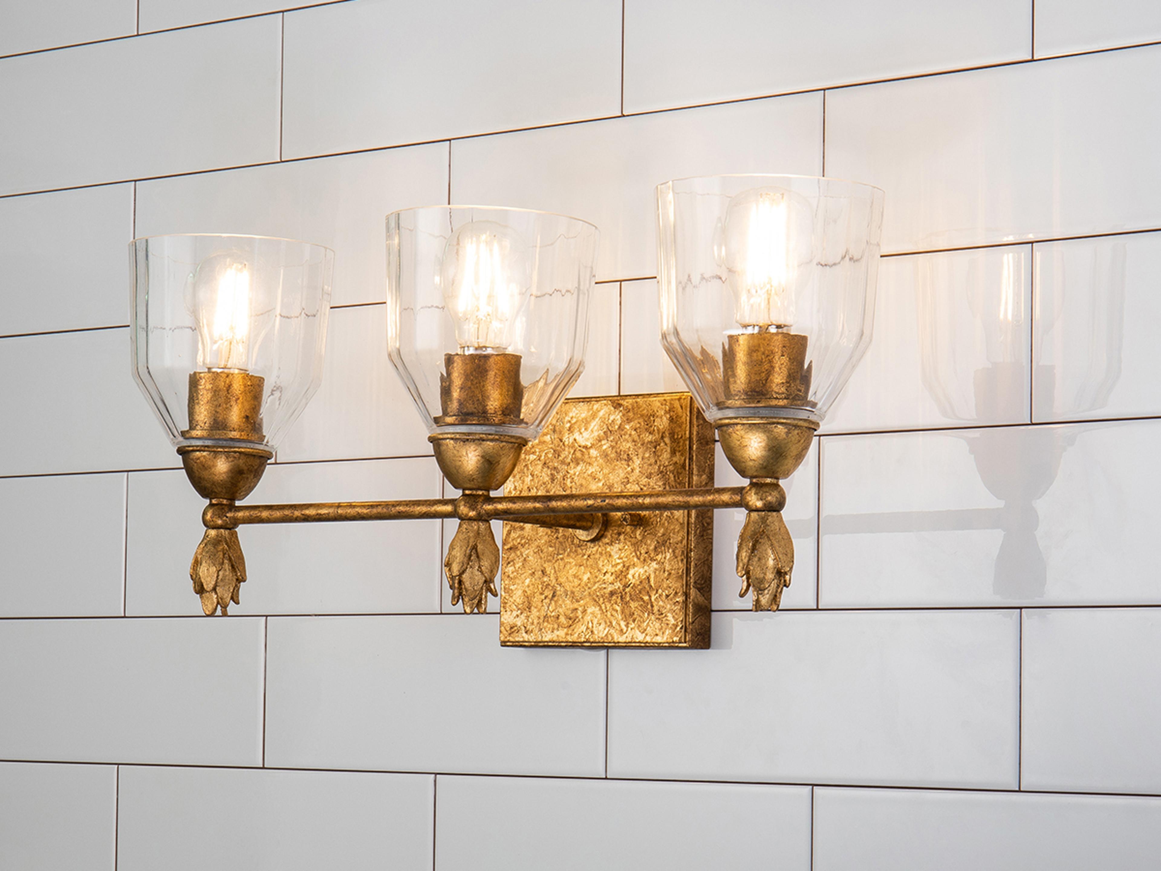Lucas McKearn Felice 3-Light Gold Glass Vanity Light
