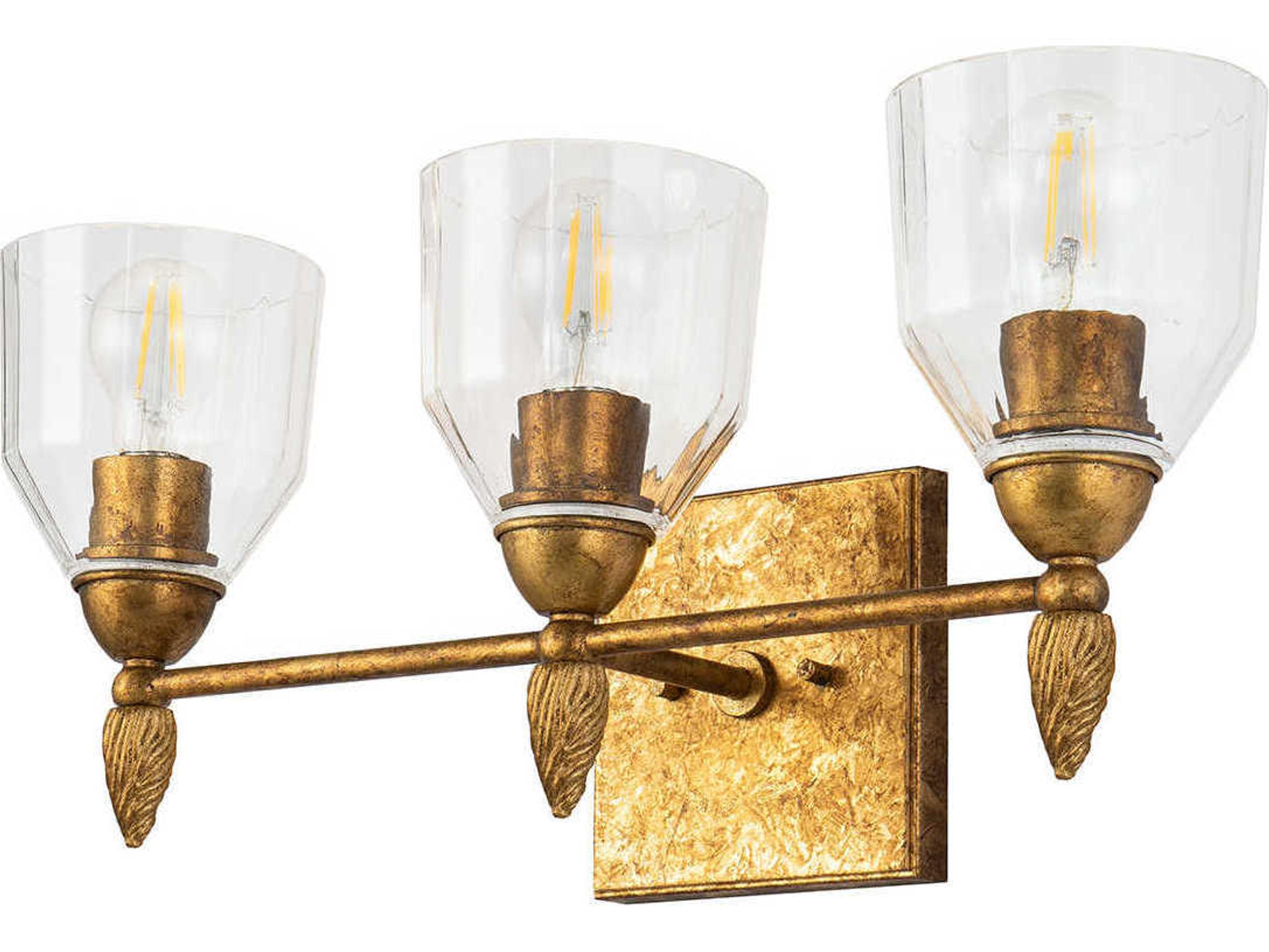 Lucas McKearn Felice 3-Light Gold Glass Vanity Light