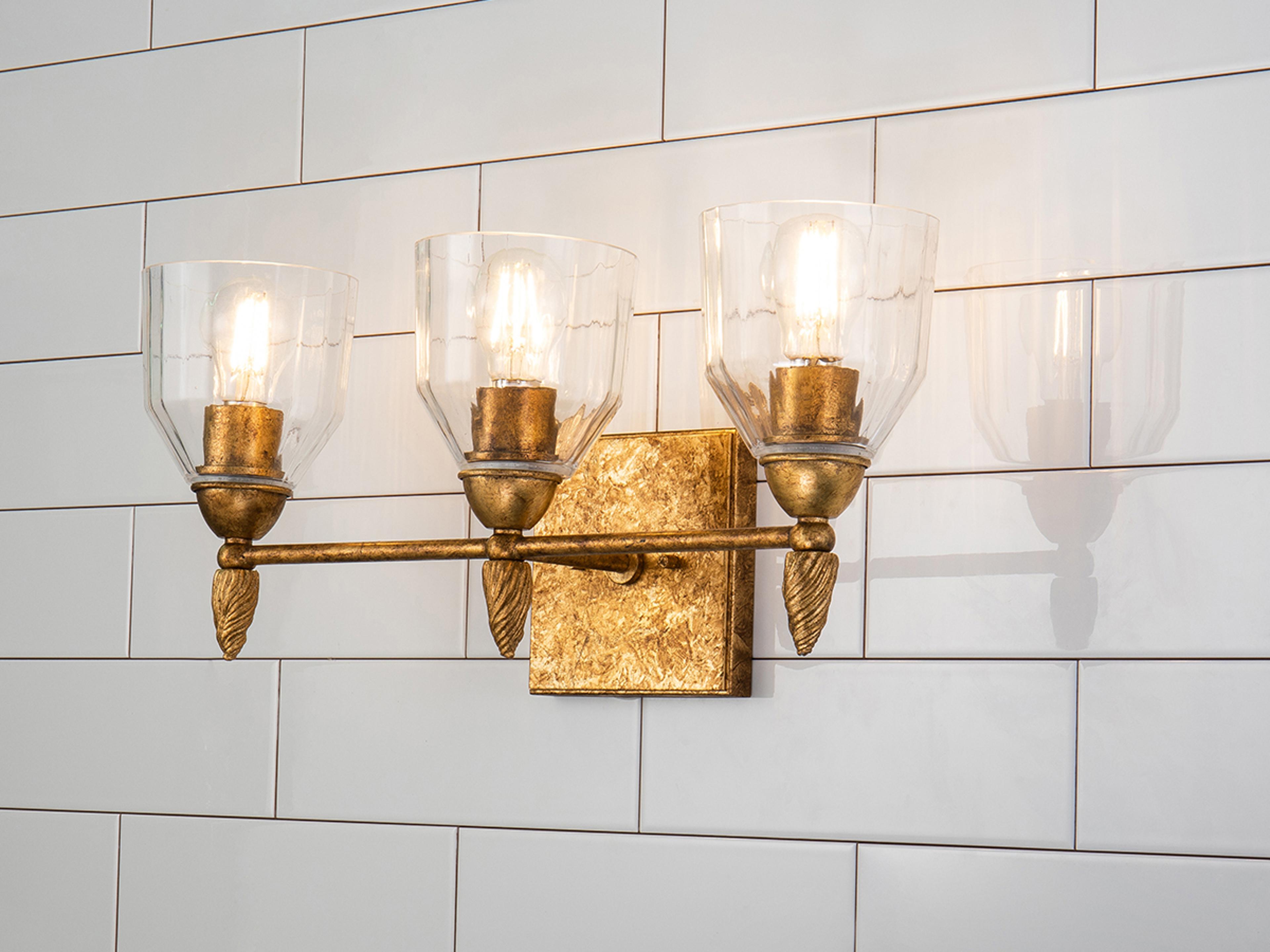 Lucas McKearn Felice 3-Light Gold Glass Vanity Light