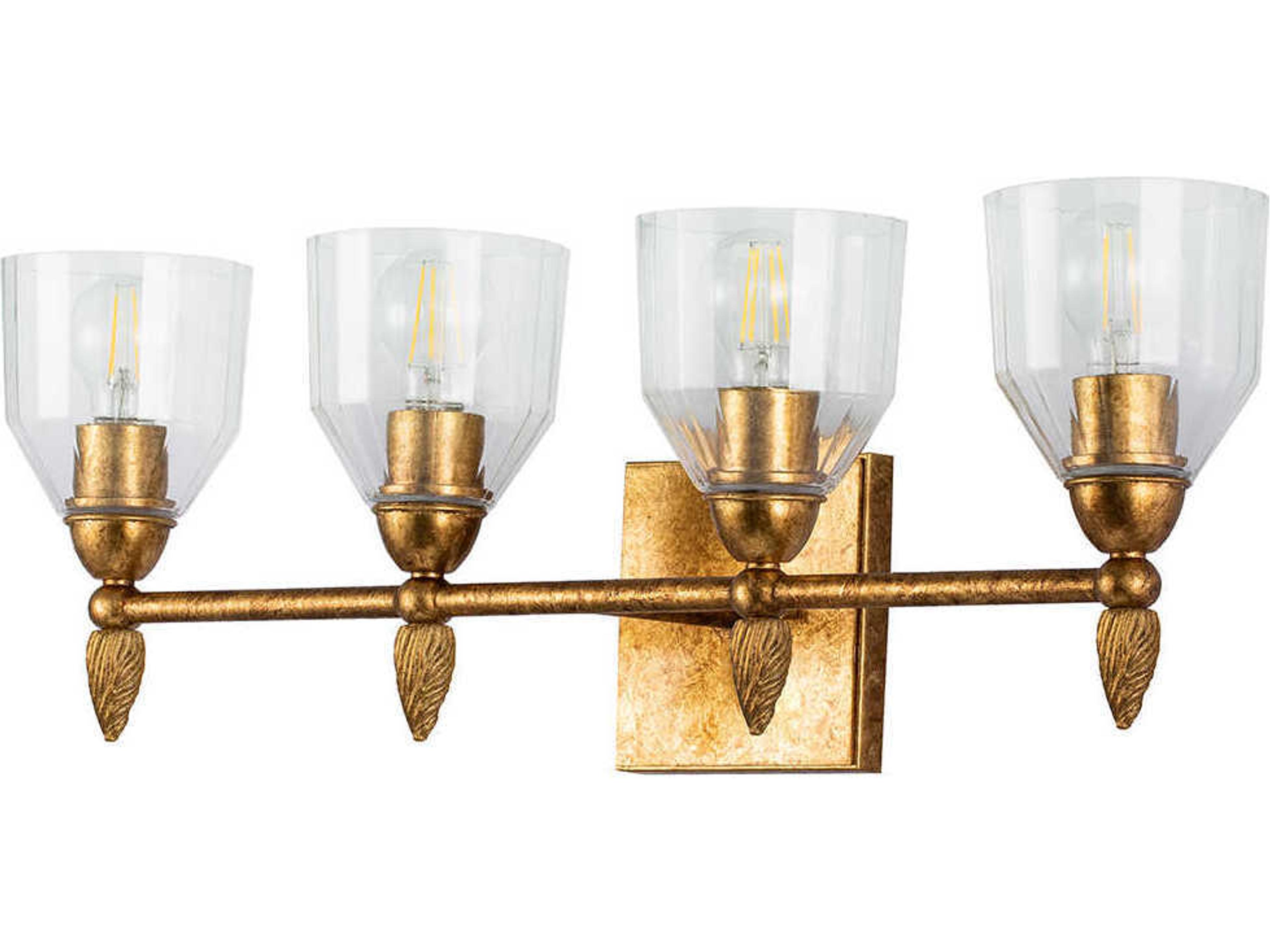 Lucas McKearn Felice 4-Light Gold Glass Vanity Light