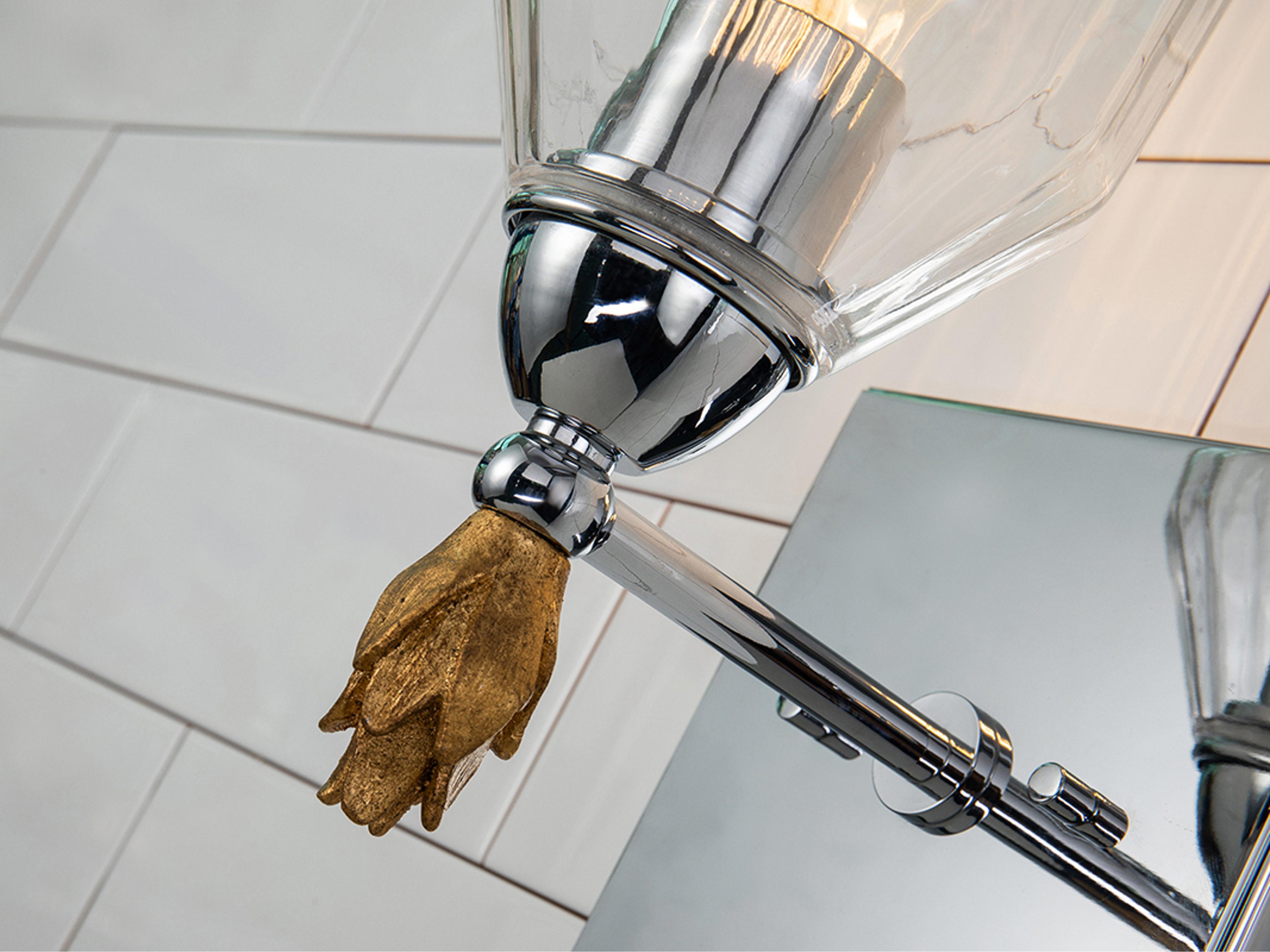 Lucas McKearn Felice 1-Light Polished Chrome Gold Glass Wall Sconce