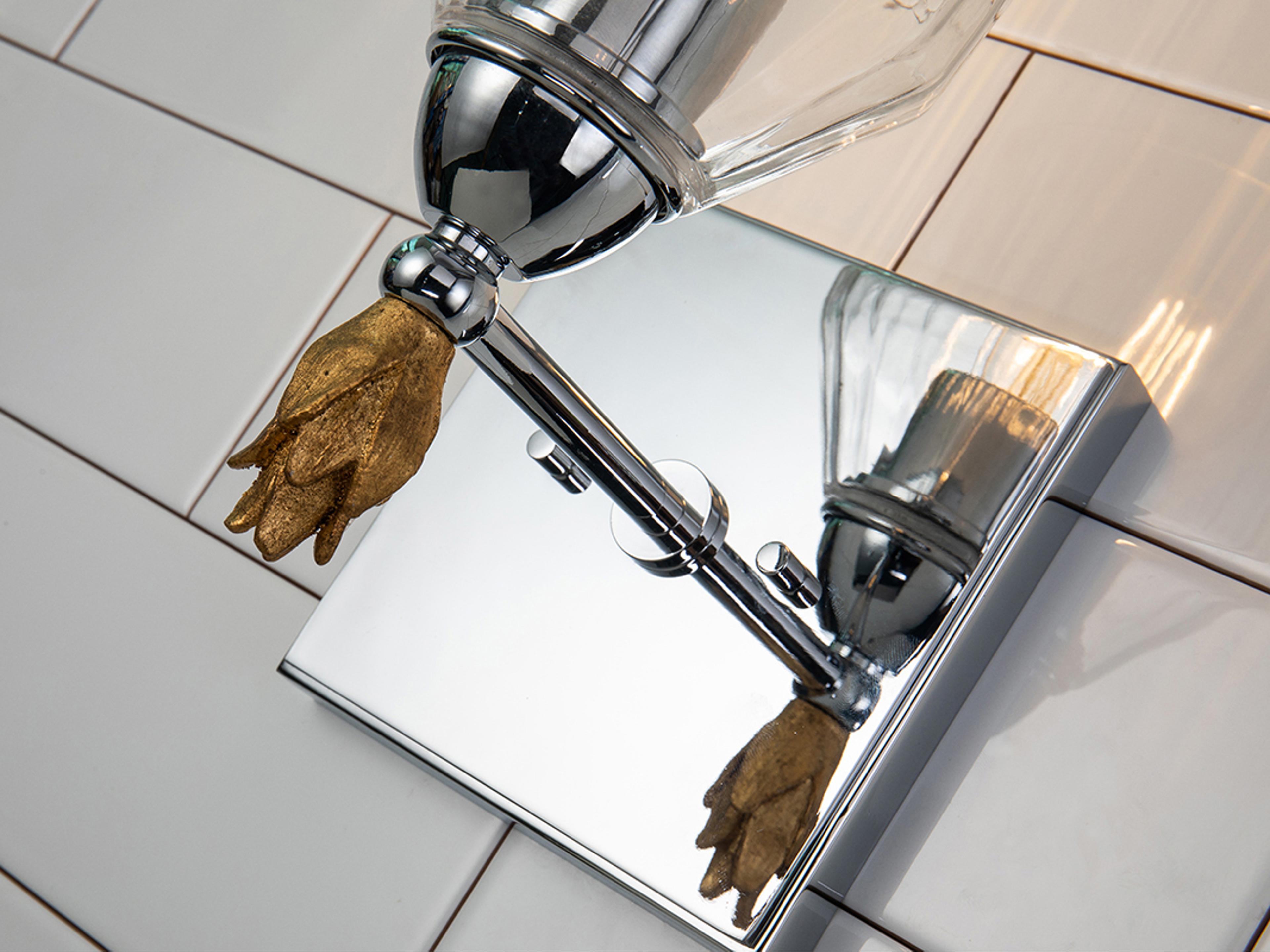 Lucas McKearn Felice 1-Light Polished Chrome Gold Glass Wall Sconce